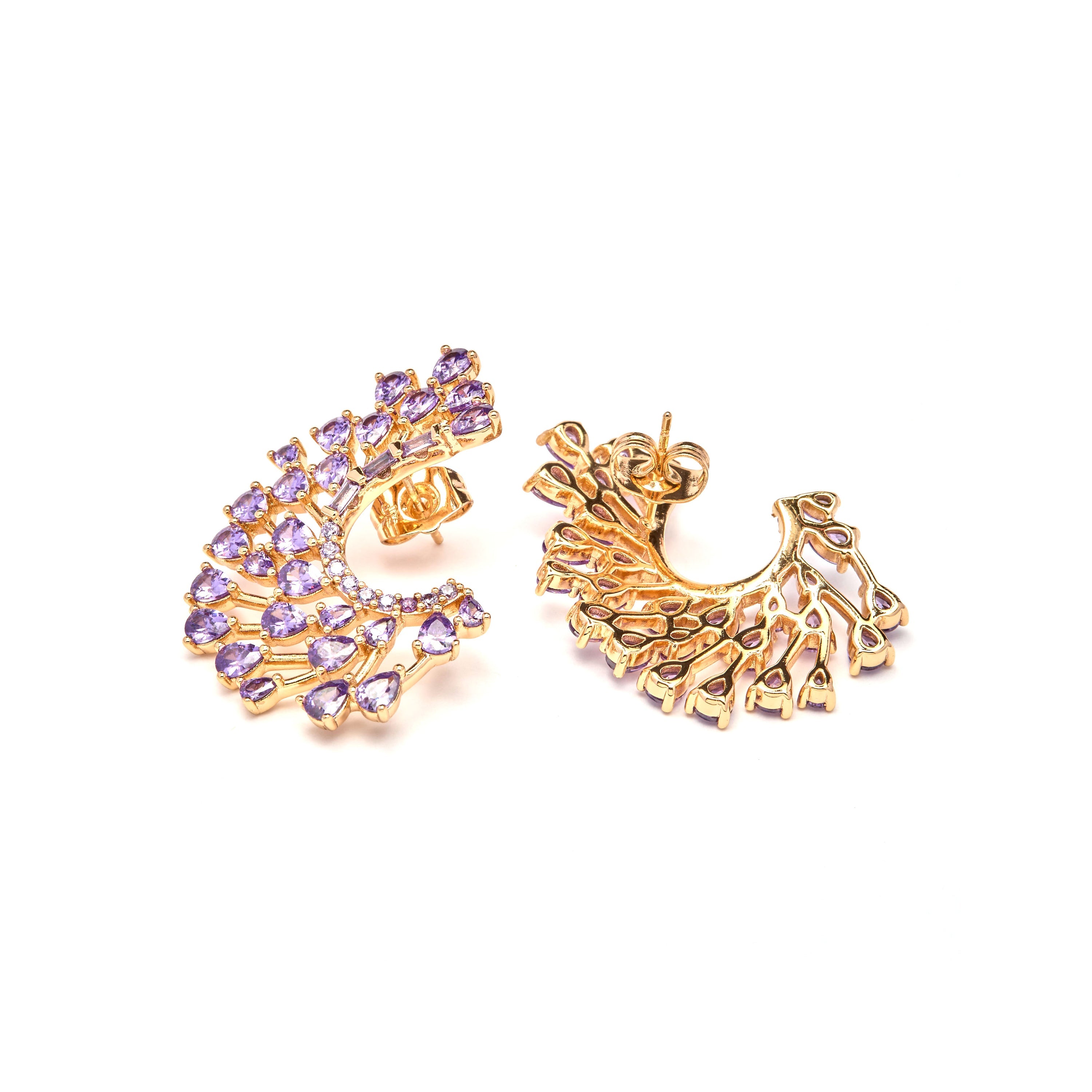 18k yellow gold-plated Amethyst Zirconia Earrings - Narbel