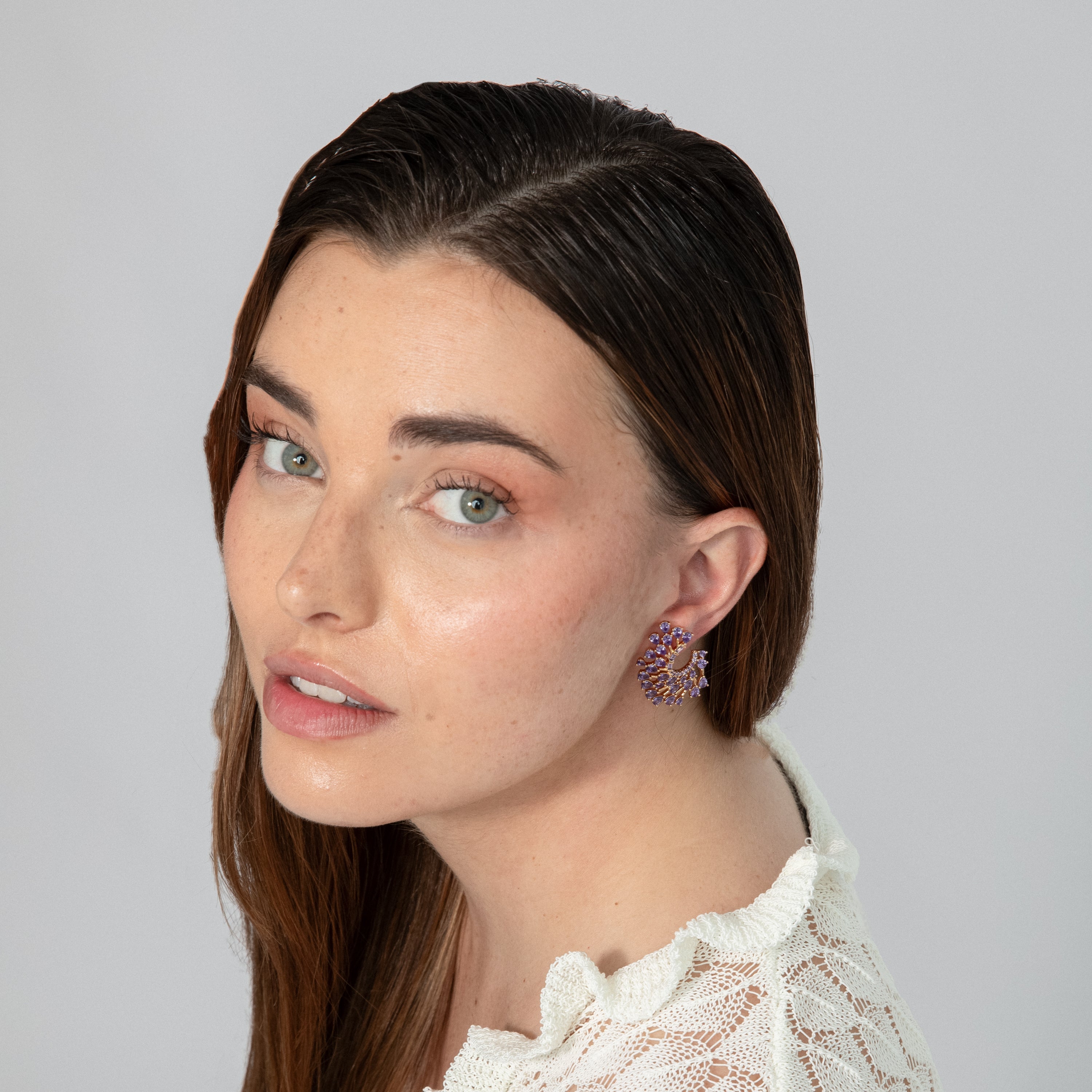 18k yellow gold-plated Amethyst Zirconia Earrings - Narbel