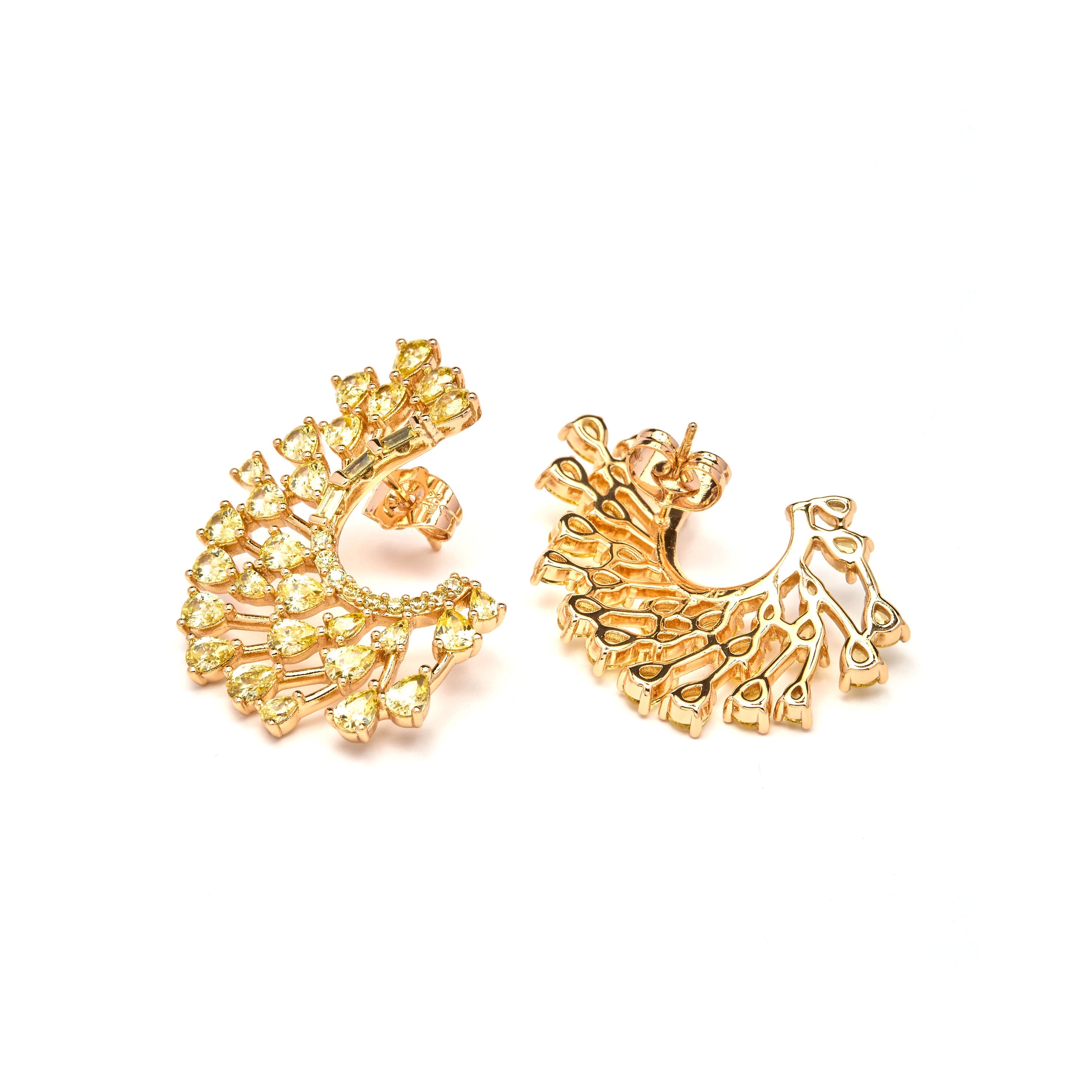 Pendientes de Padparadscha acabado en oro amarillo 18k - Narbel