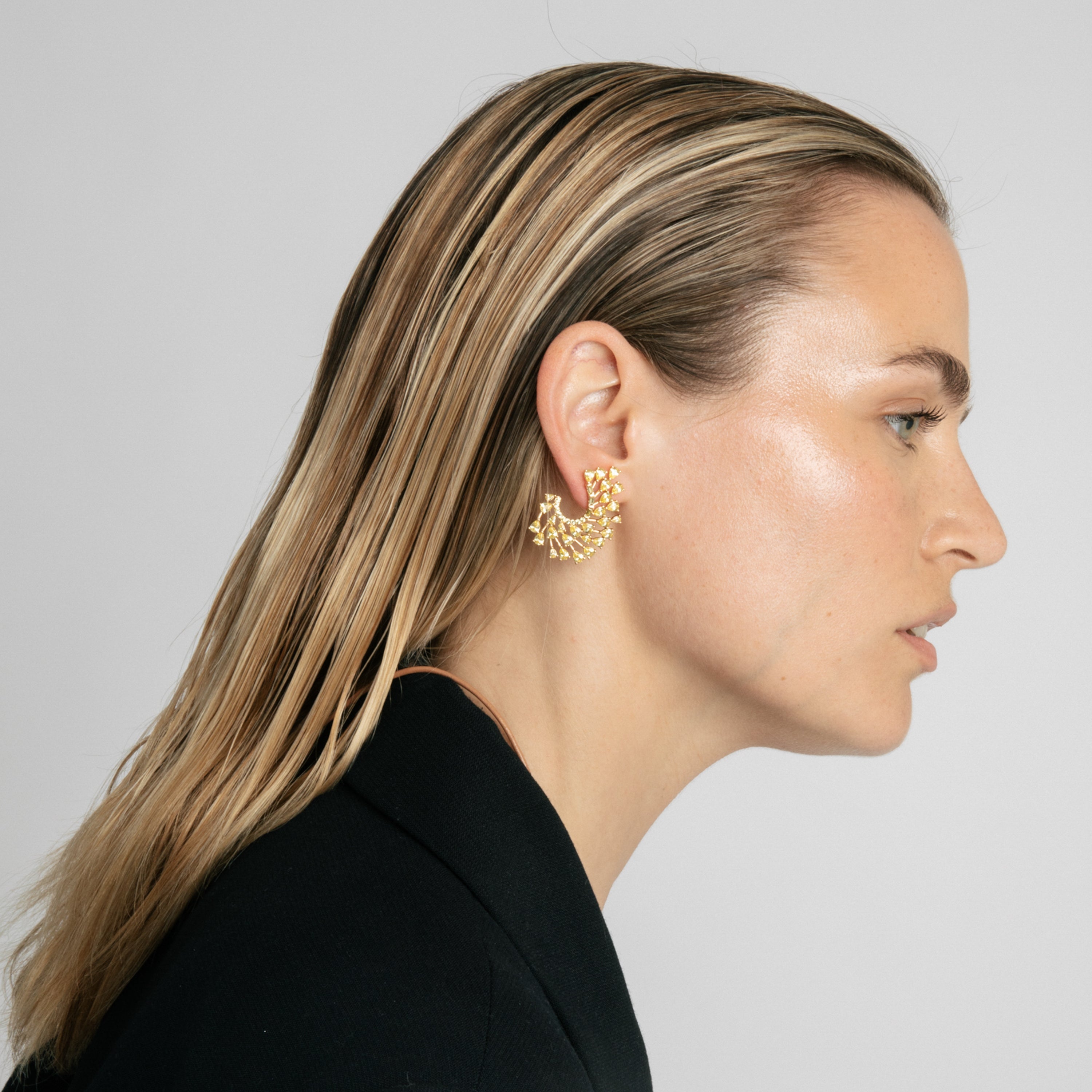 18k yellow gold finish Padparadscha earrings - Narbel