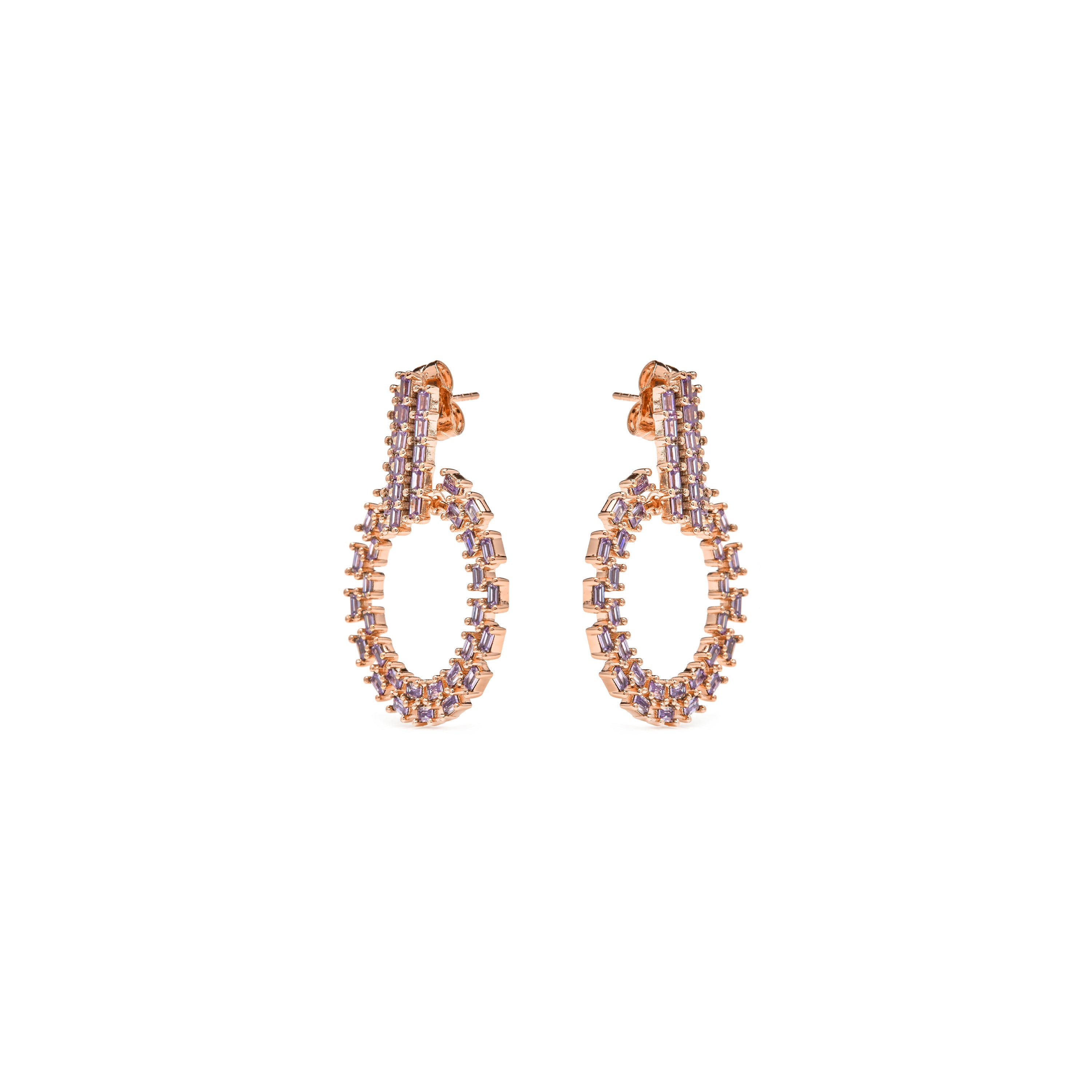 18k Yellow Gold-Plated Amethyst Zirconia Earrings - Huang