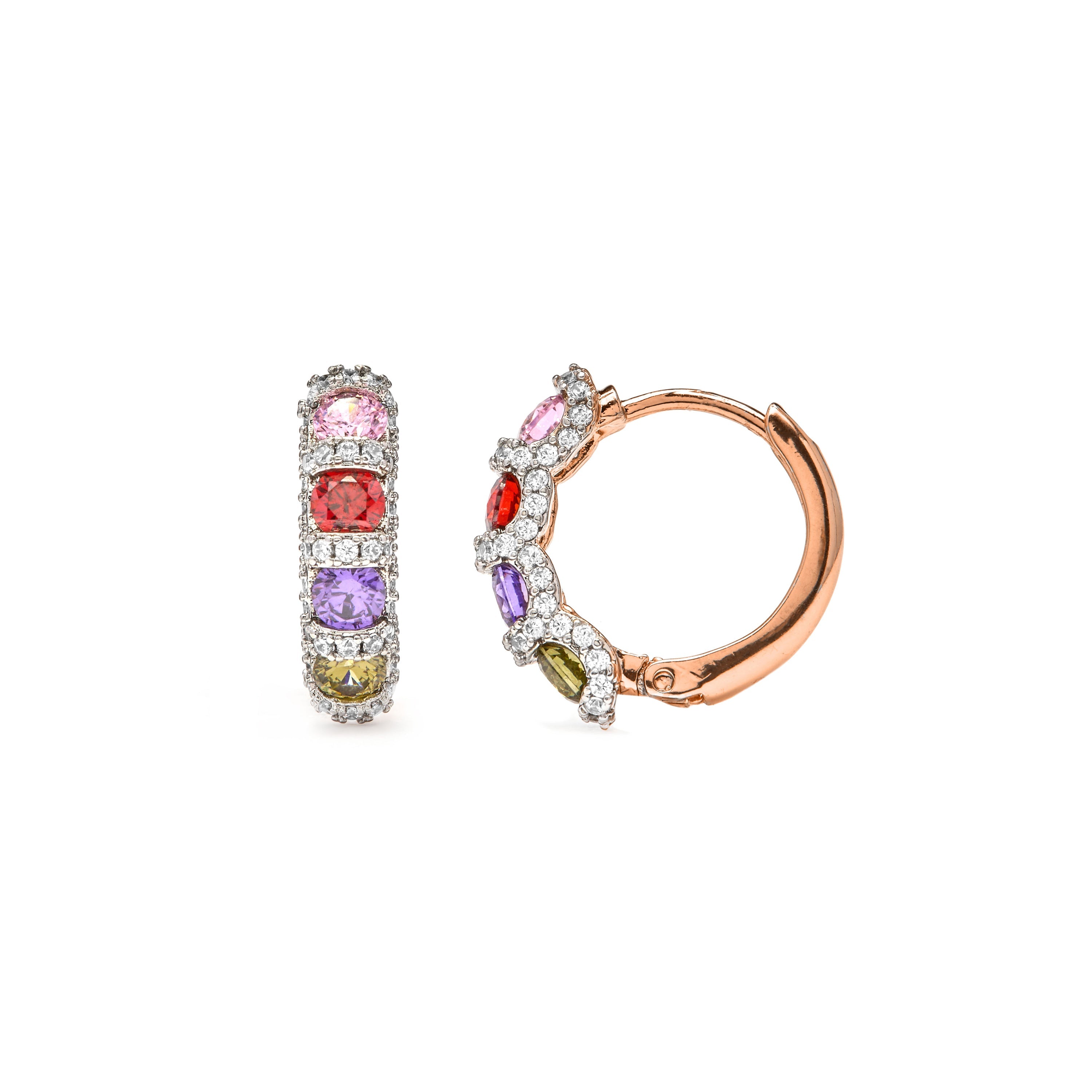 Multi-color Cubic Zirconia Earrings in 18k Yellow Gold Finish - Cieth
