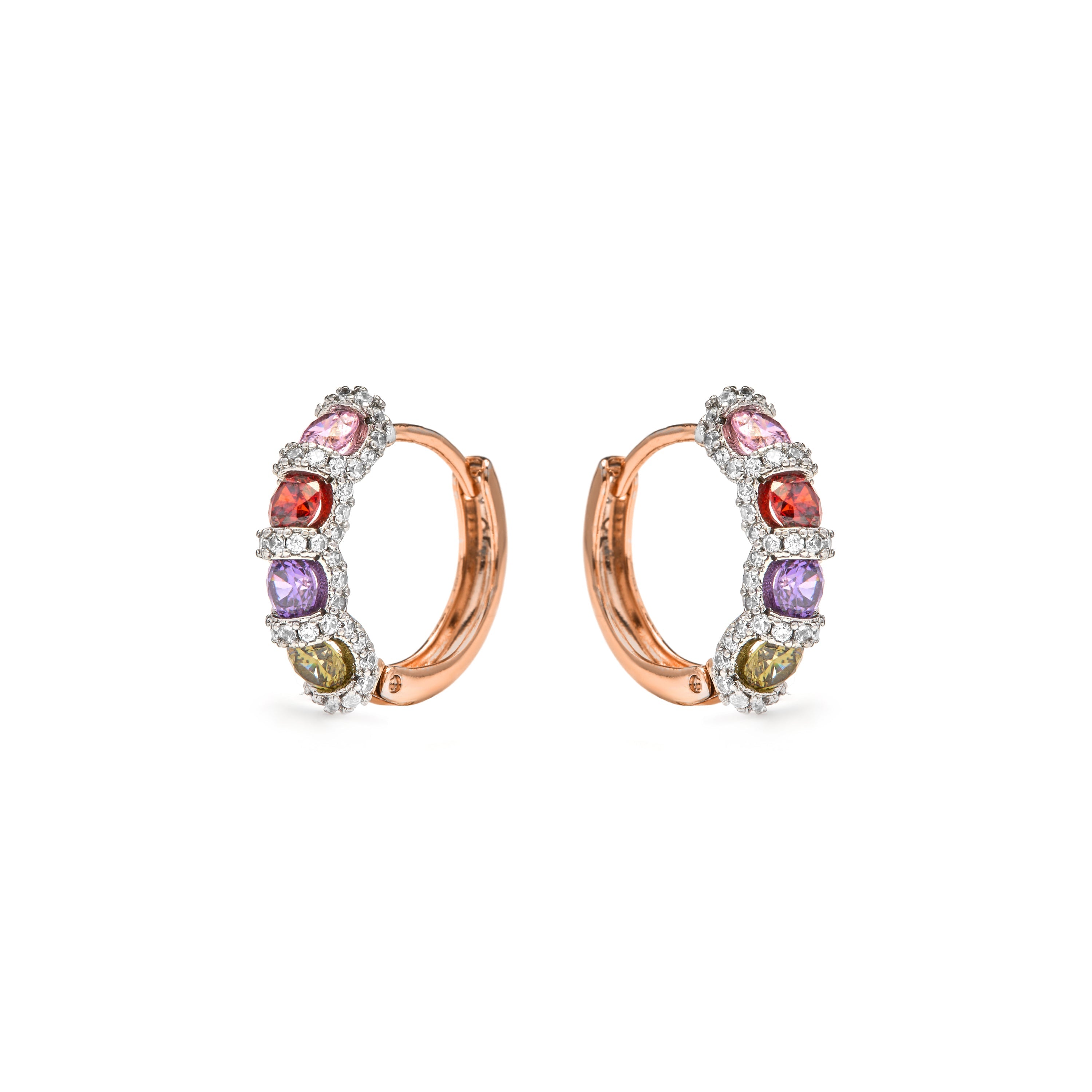 Multi-color Cubic Zirconia Earrings in 18k Yellow Gold Finish - Cieth
