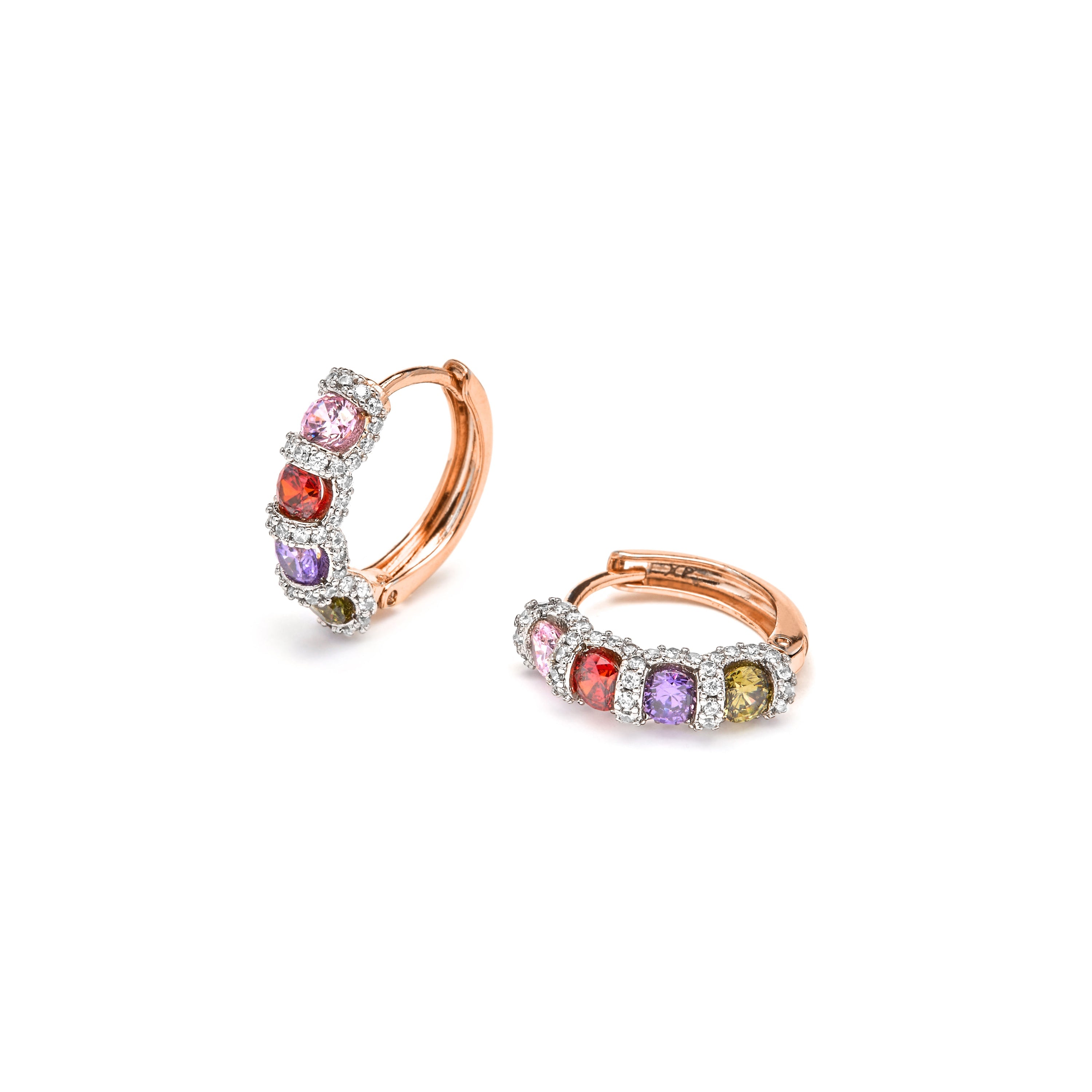 Multi-color Cubic Zirconia Earrings in 18k Yellow Gold Finish - Cieth