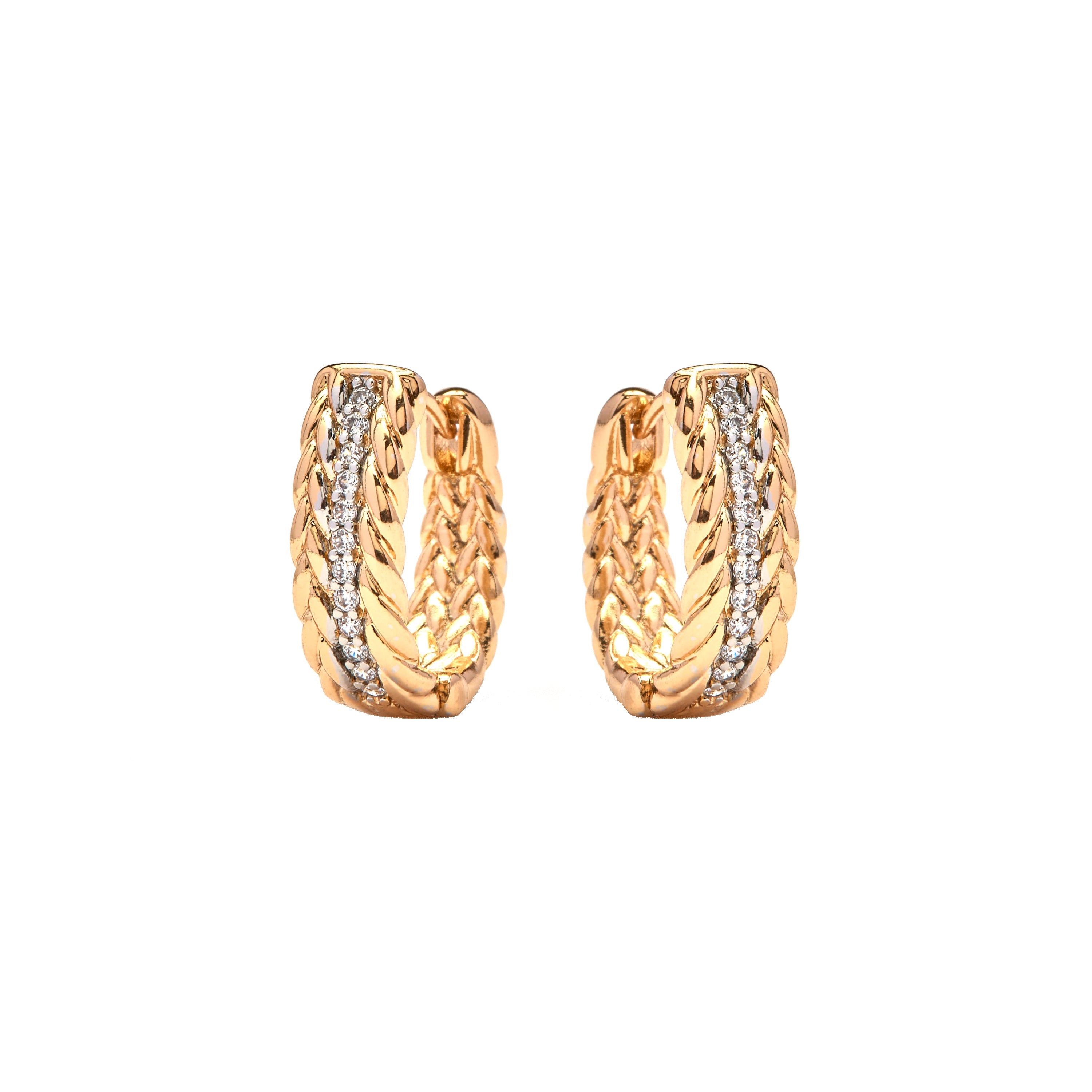 Dazzling Zirconia Earrings, 18k Yellow Gold Finish - Rah