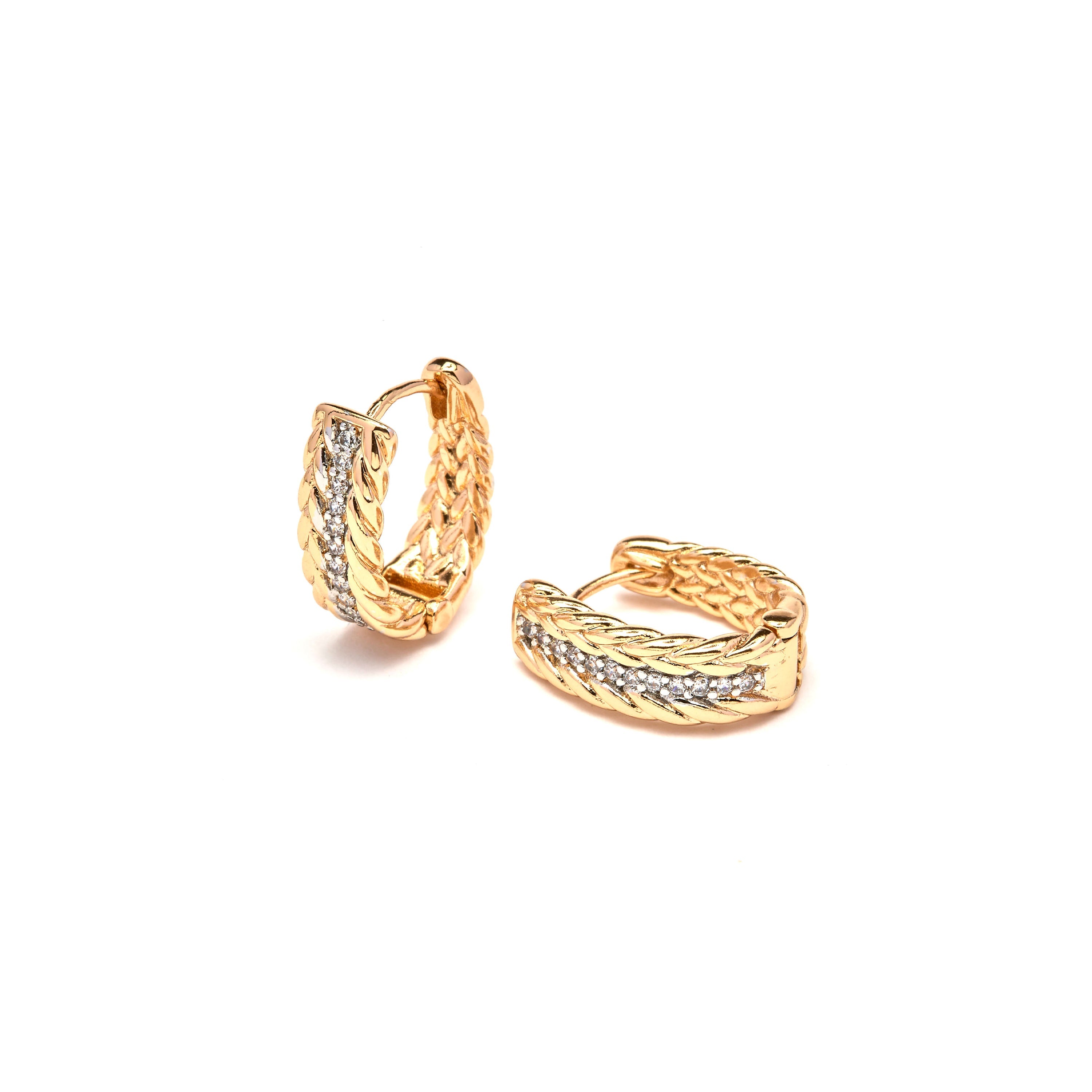 Dazzling Zirconia Earrings, 18k Yellow Gold Finish - Rah
