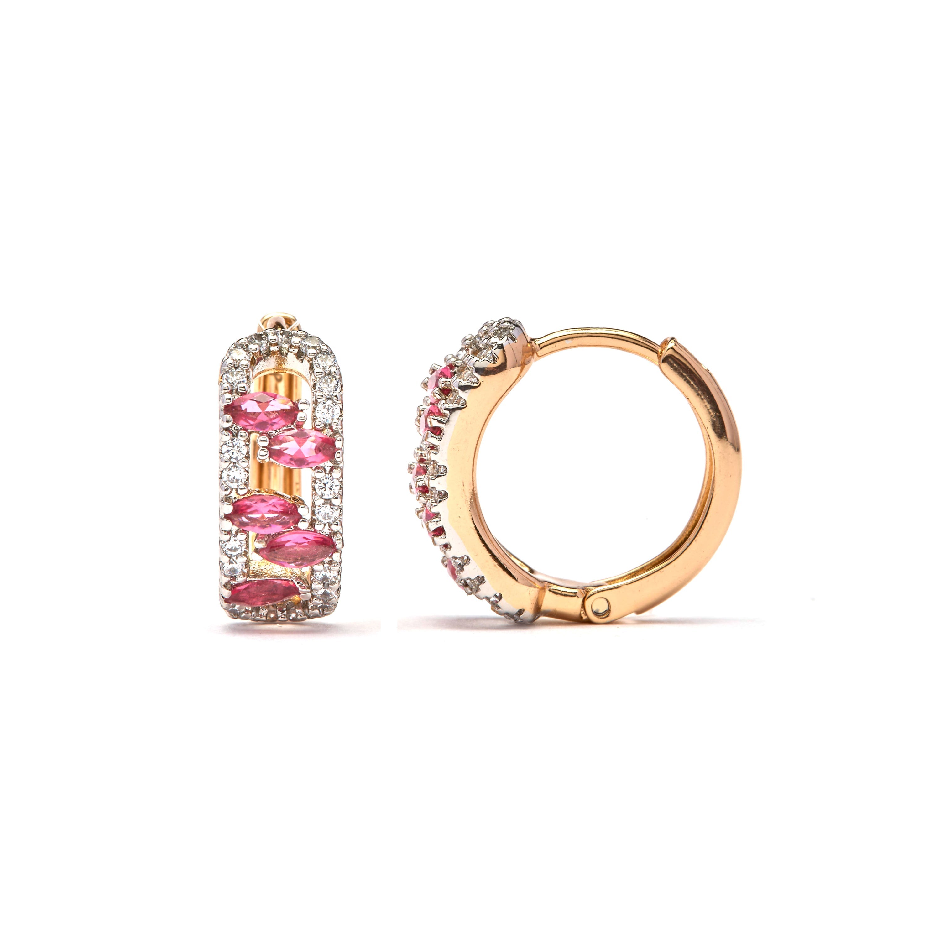 Ruby Cubic Zirconia 18k Yellow Gold Finish Earrings - Ussde