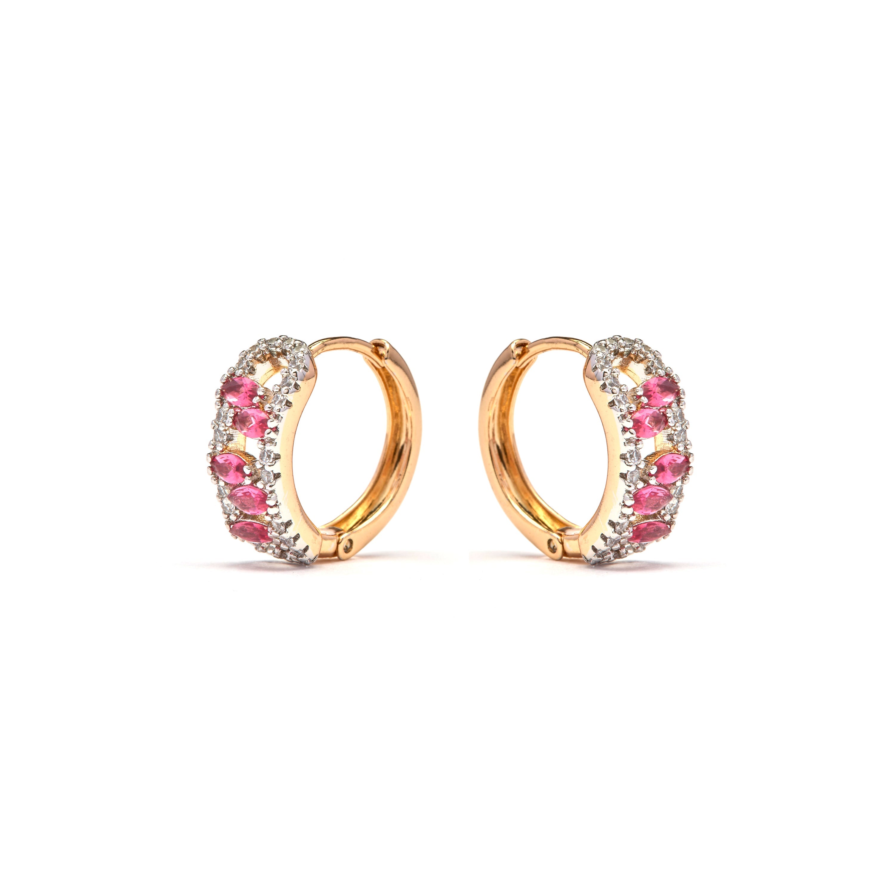 Ruby Cubic Zirconia 18k Yellow Gold Finish Earrings - Ussde