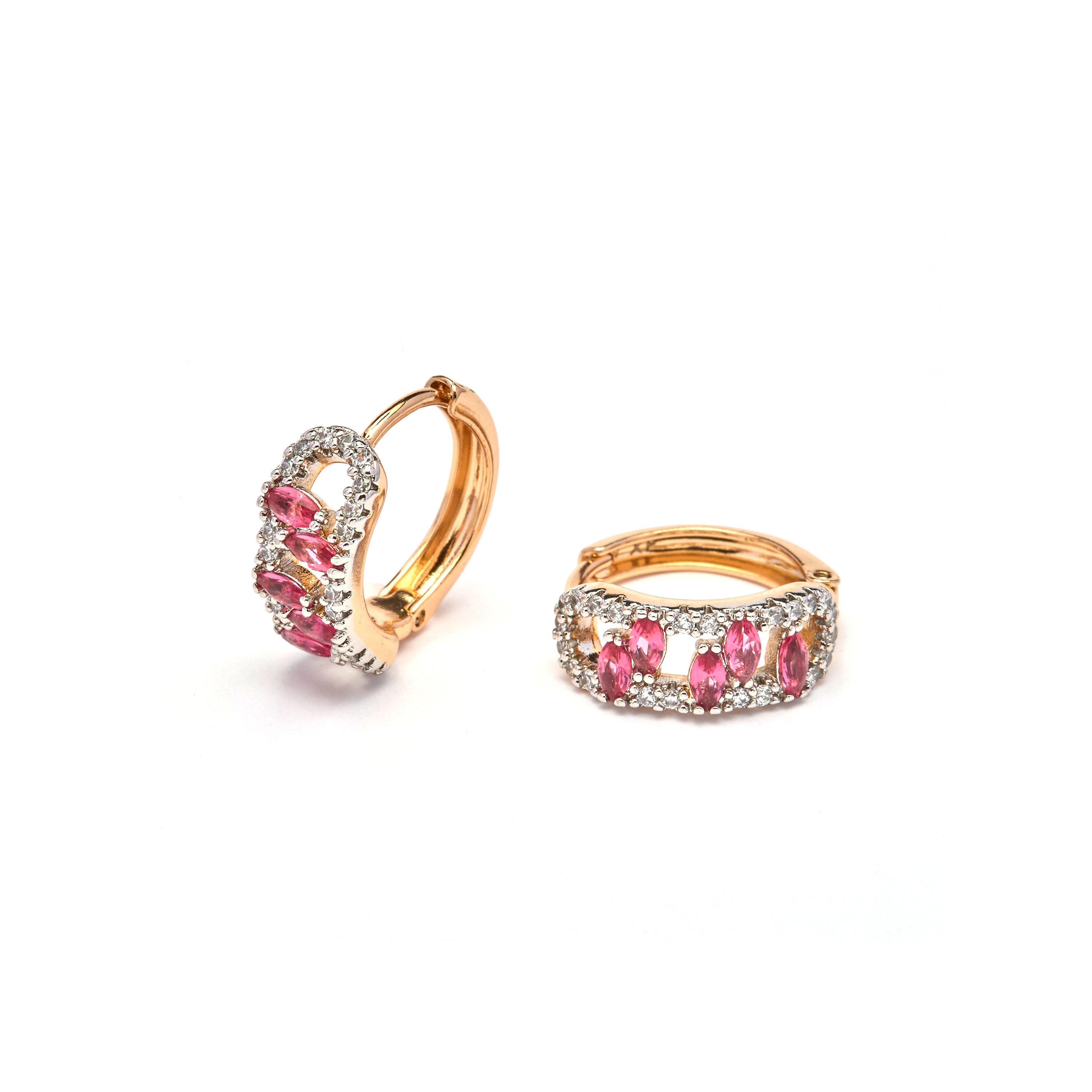 Ruby Cubic Zirconia 18k Yellow Gold Finish Earrings - Ussde