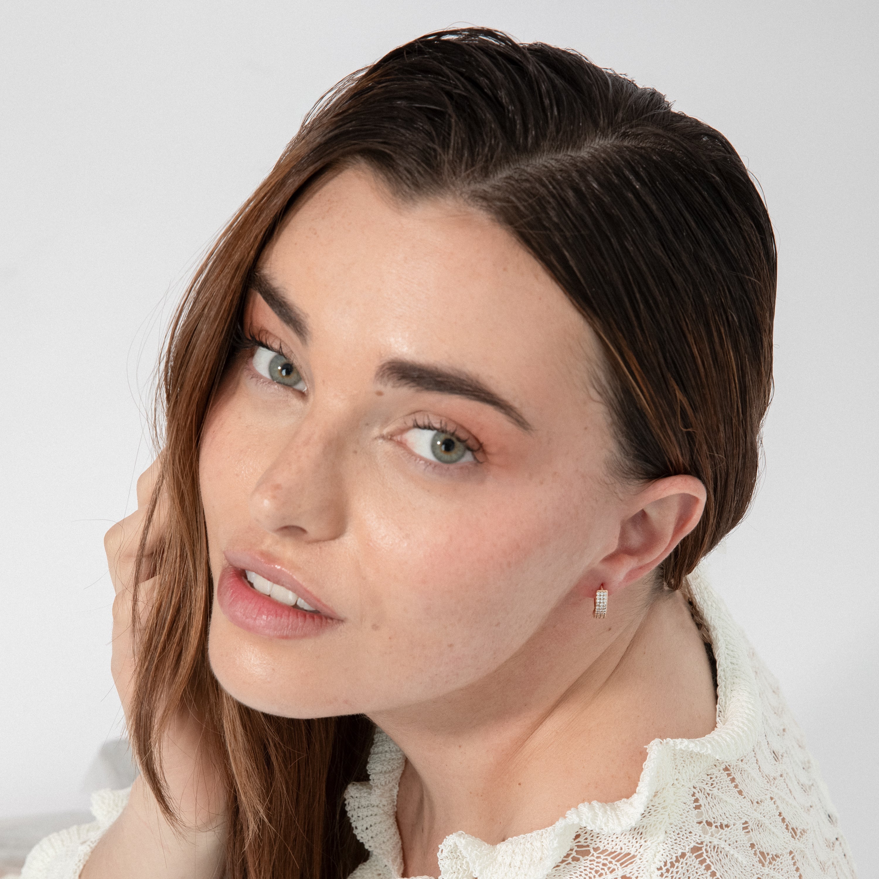18k Yellow Gold-Plated CZ Stud Earrings - Checkti