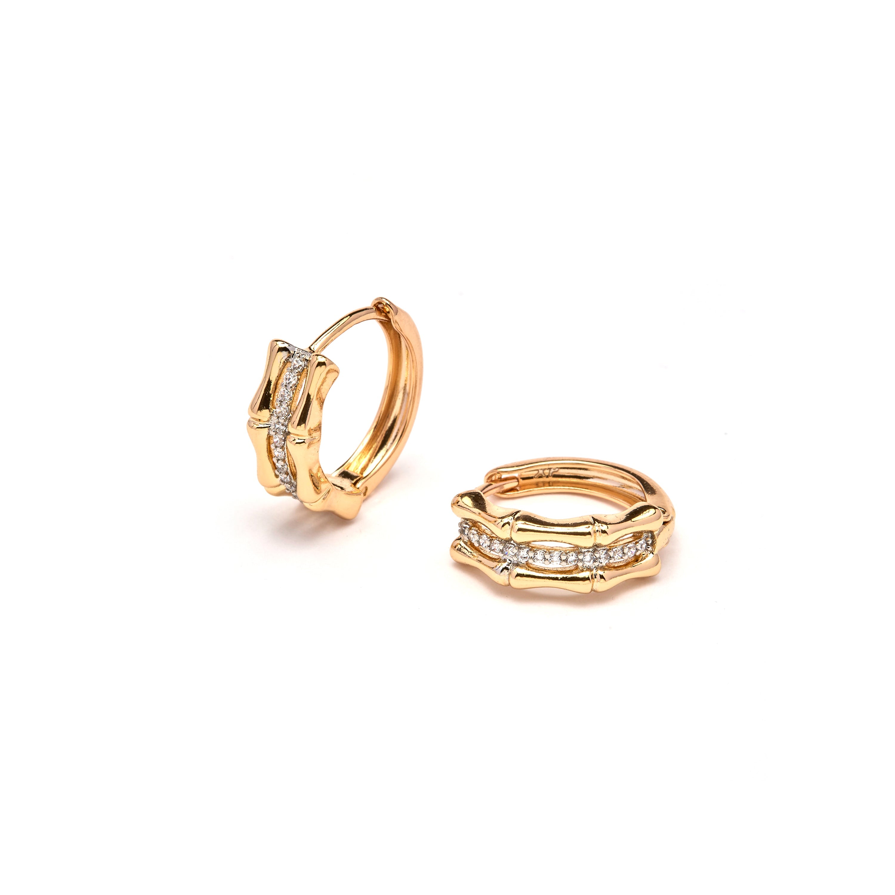 18k Yellow Gold Plated Brilliant Zirconia Stud Earrings - Zuryde