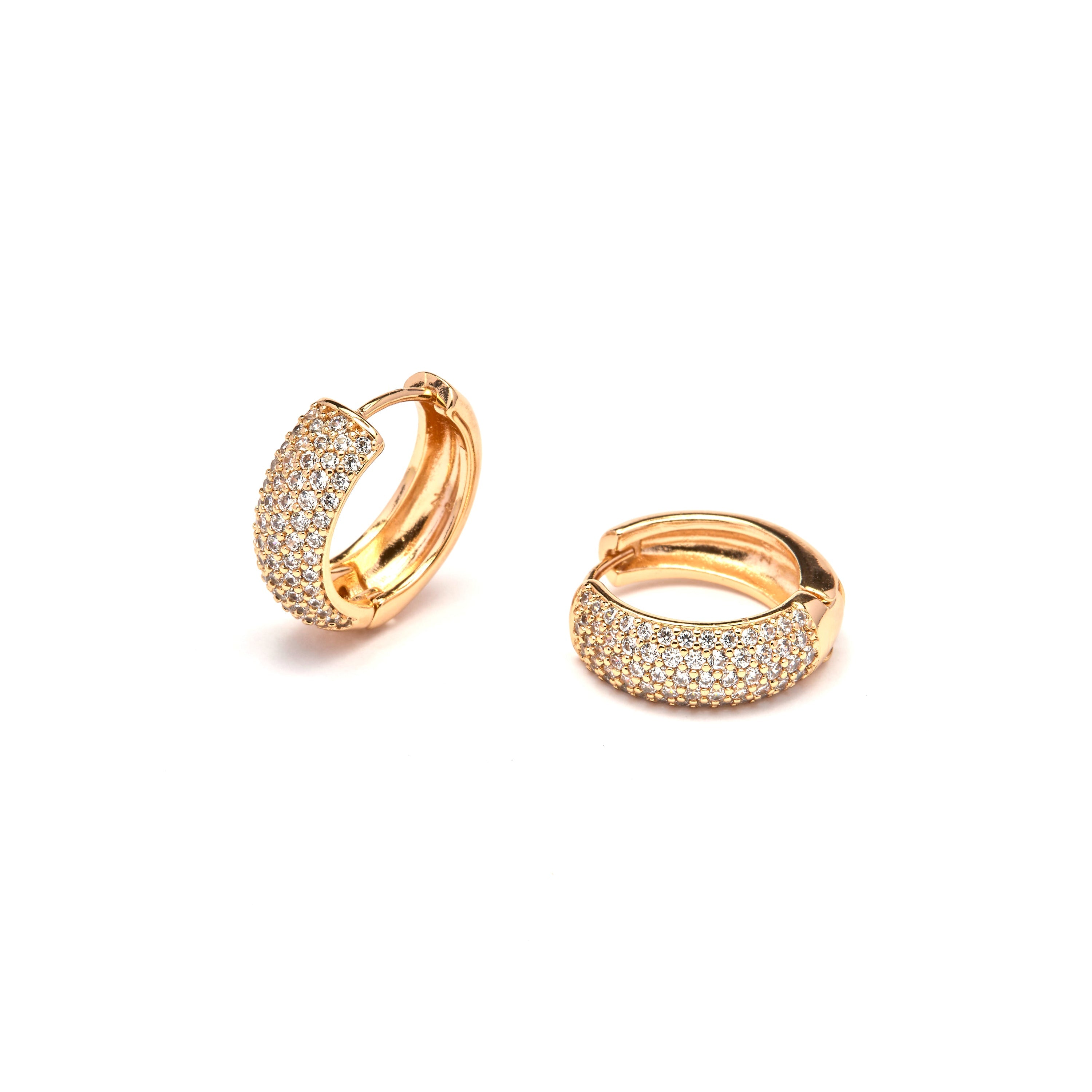 18k Yellow Gold-Plated Brilliant Zirconia Earrings - Xaeli