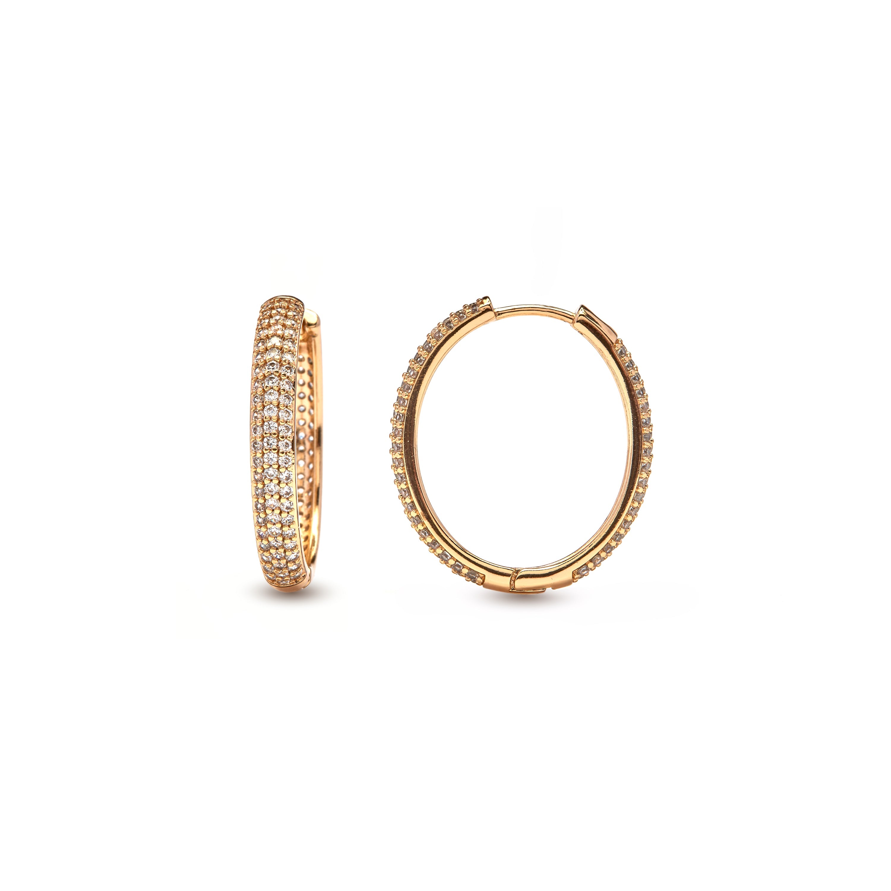 Brilliant Zircon Earrings, 18k Yellow Gold Plated - Olide