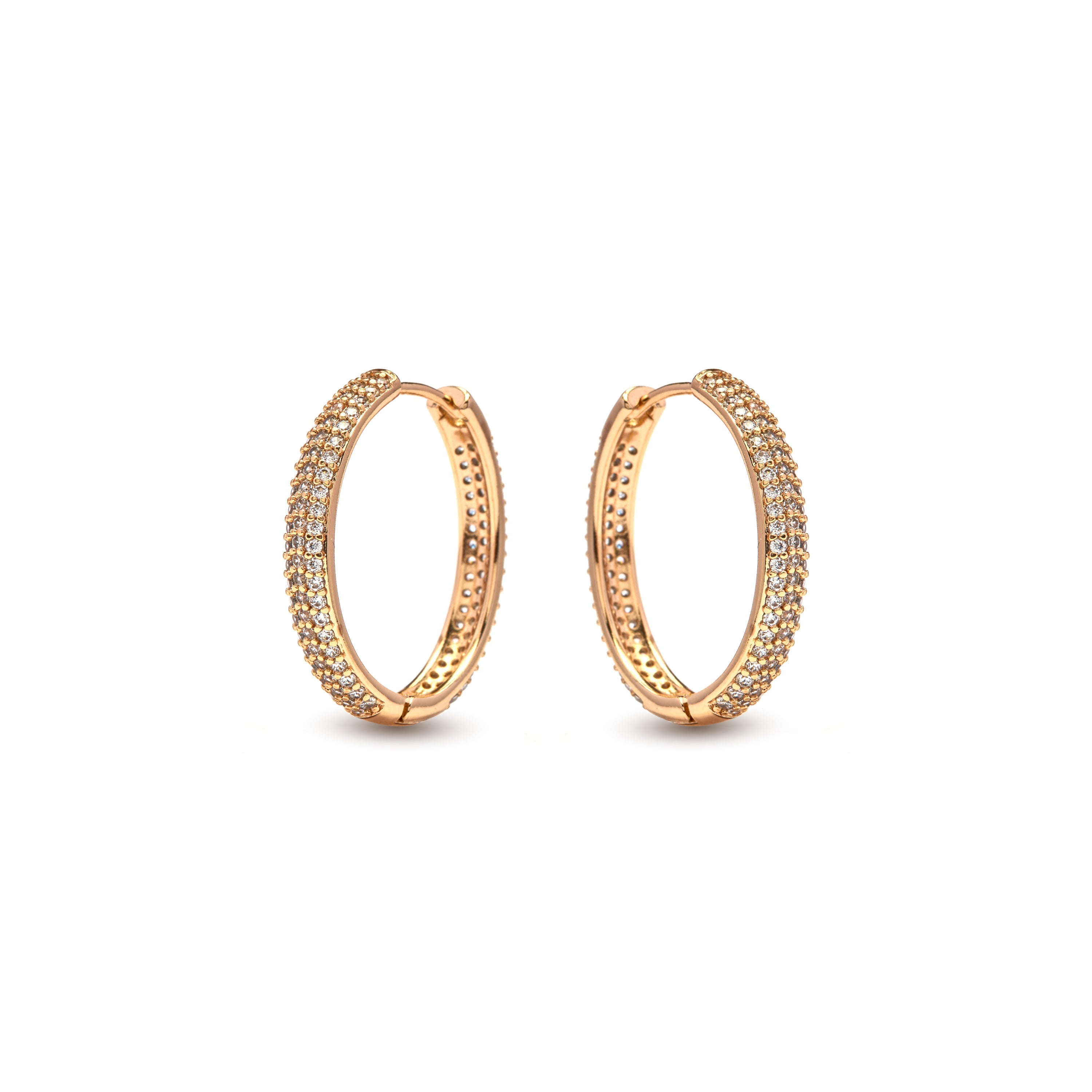 Brilliant Zircon Earrings, 18k Yellow Gold Plated - Olide
