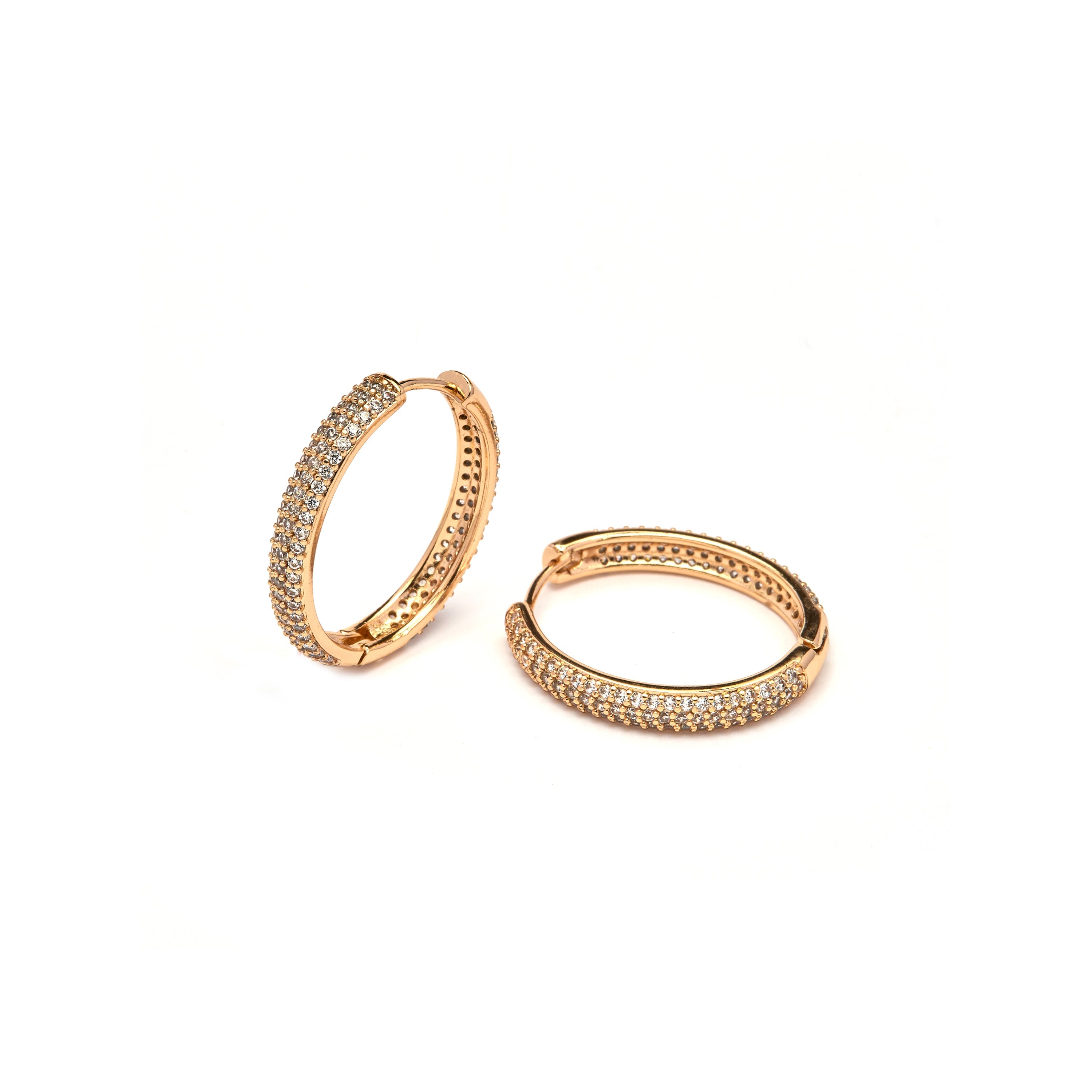 Brilliant Zircon Earrings, 18k Yellow Gold Plated - Olide