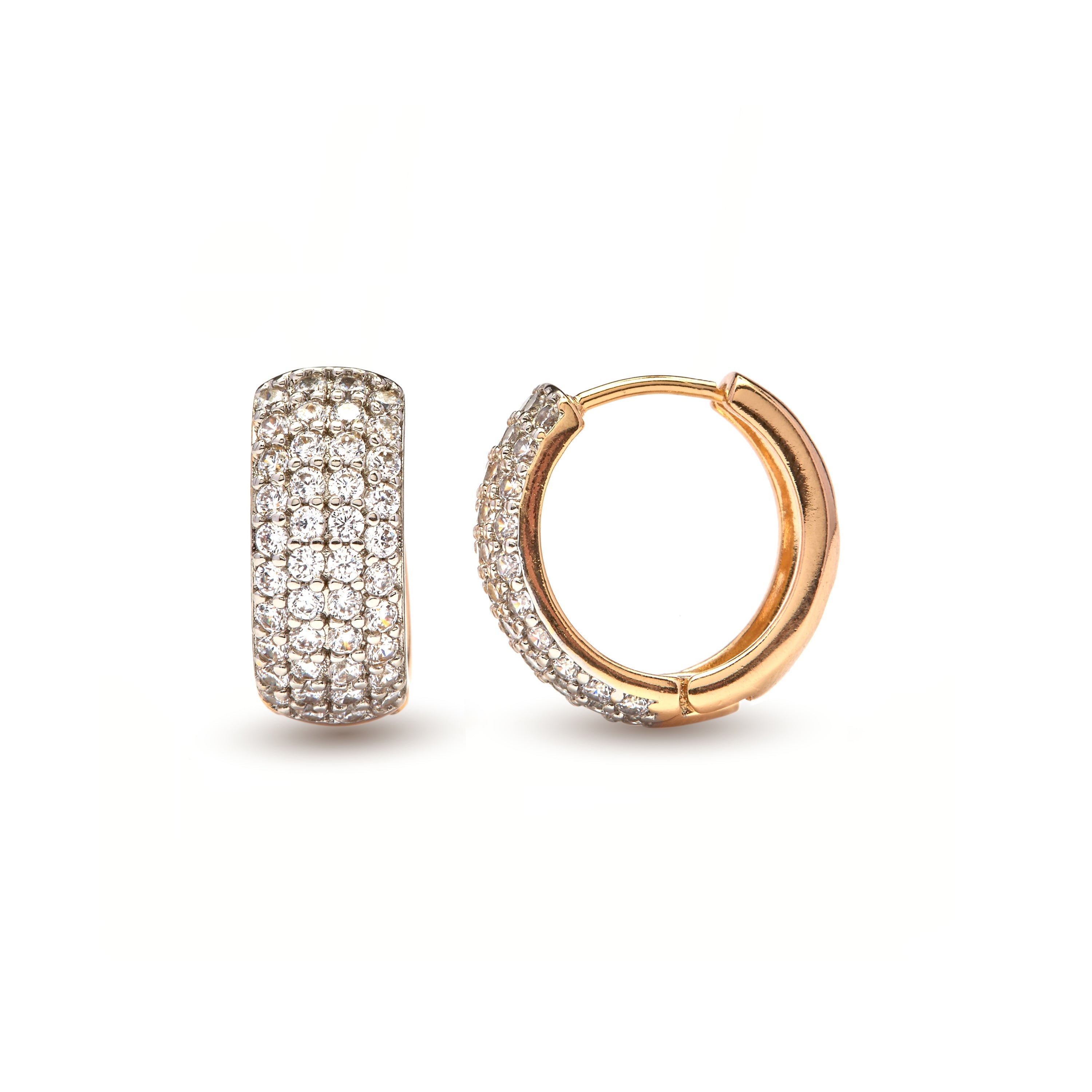 Saniko - Brilliant Zirconia Earrings with 18k Yellow Gold Finish