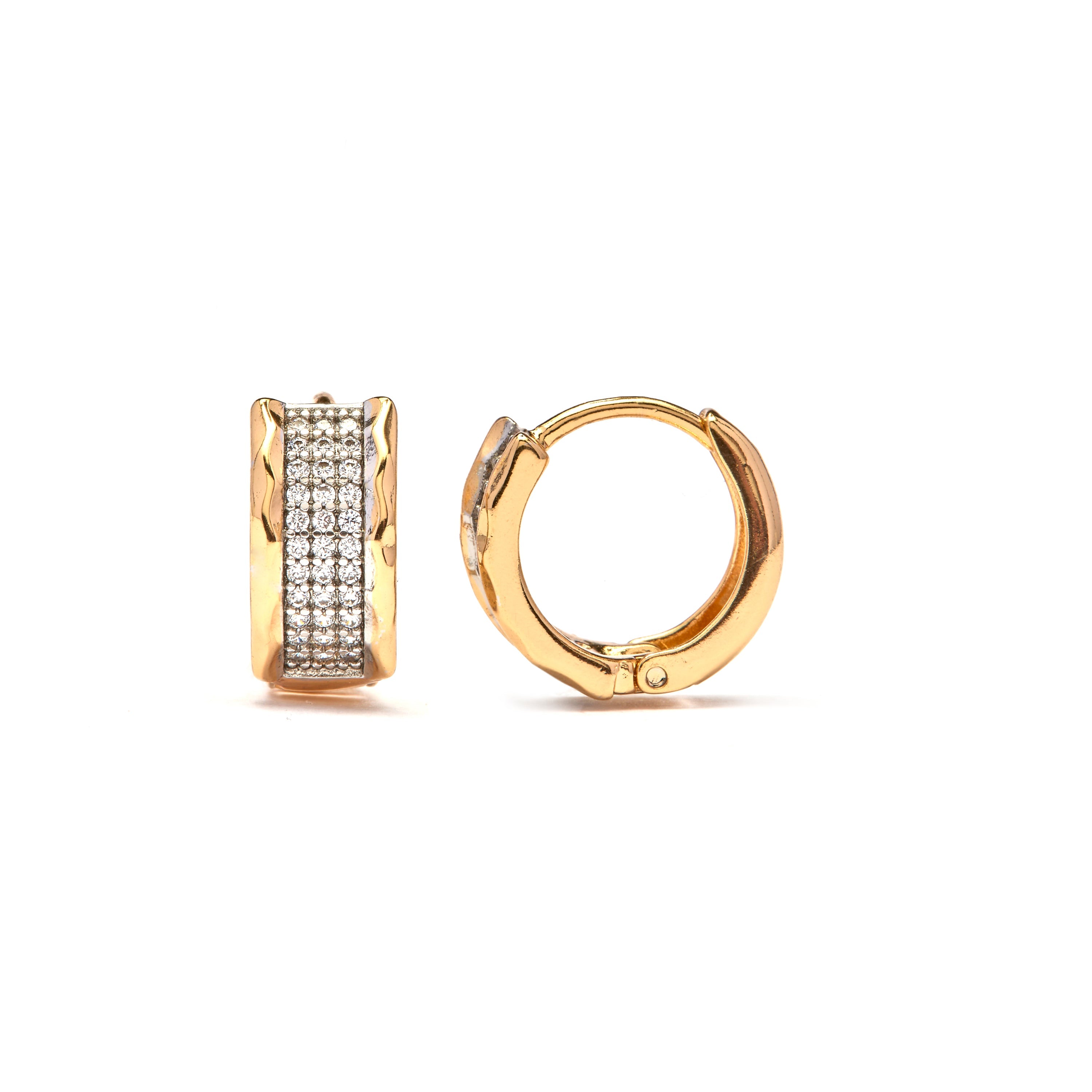 18k Yellow Gold Finish Brilliant Zirconia Earrings - Jurek