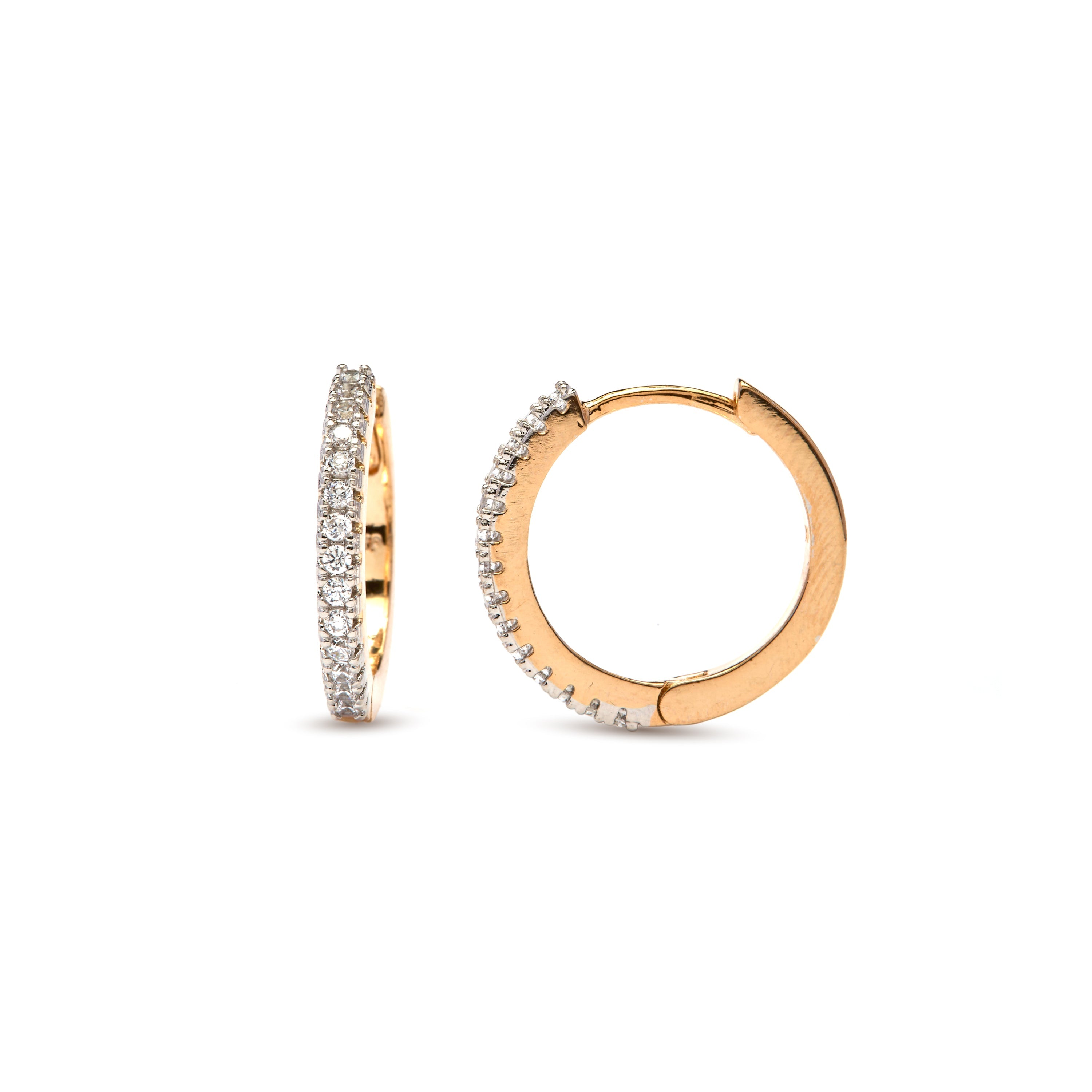 Brilliant Cubic Zirconia Stud Earrings in 18k Yellow Gold Finish - Nasgar