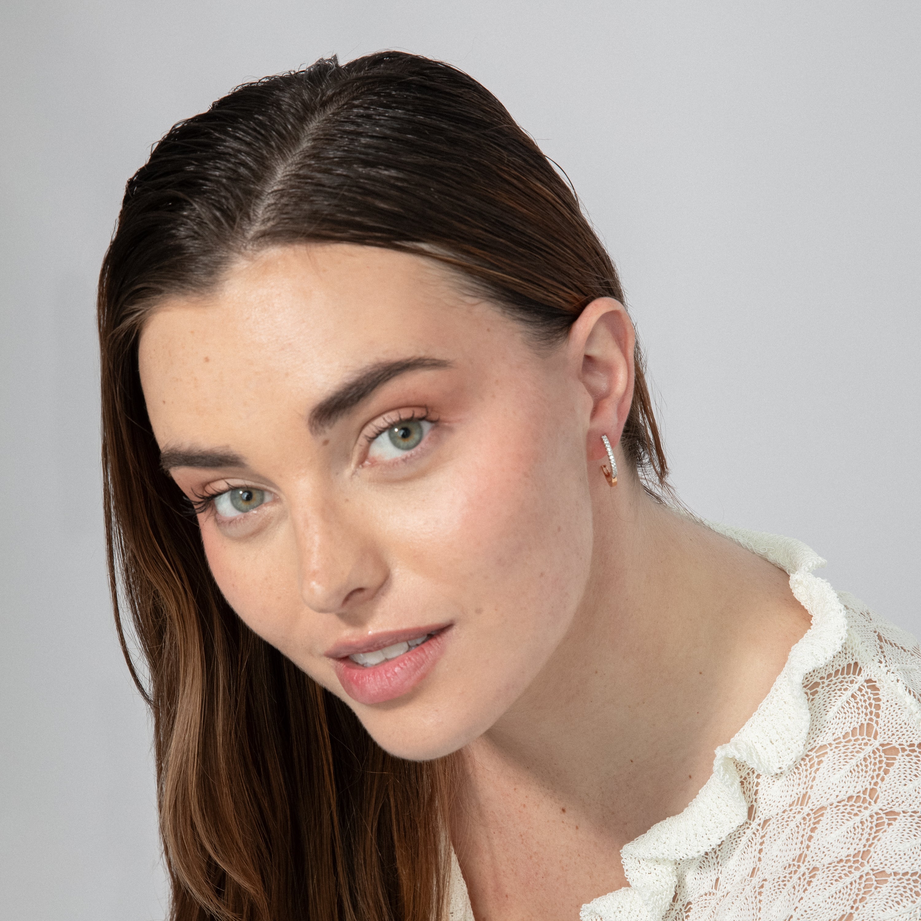 Brilliant Cubic Zirconia Stud Earrings in 18k Yellow Gold Finish - Nasgar