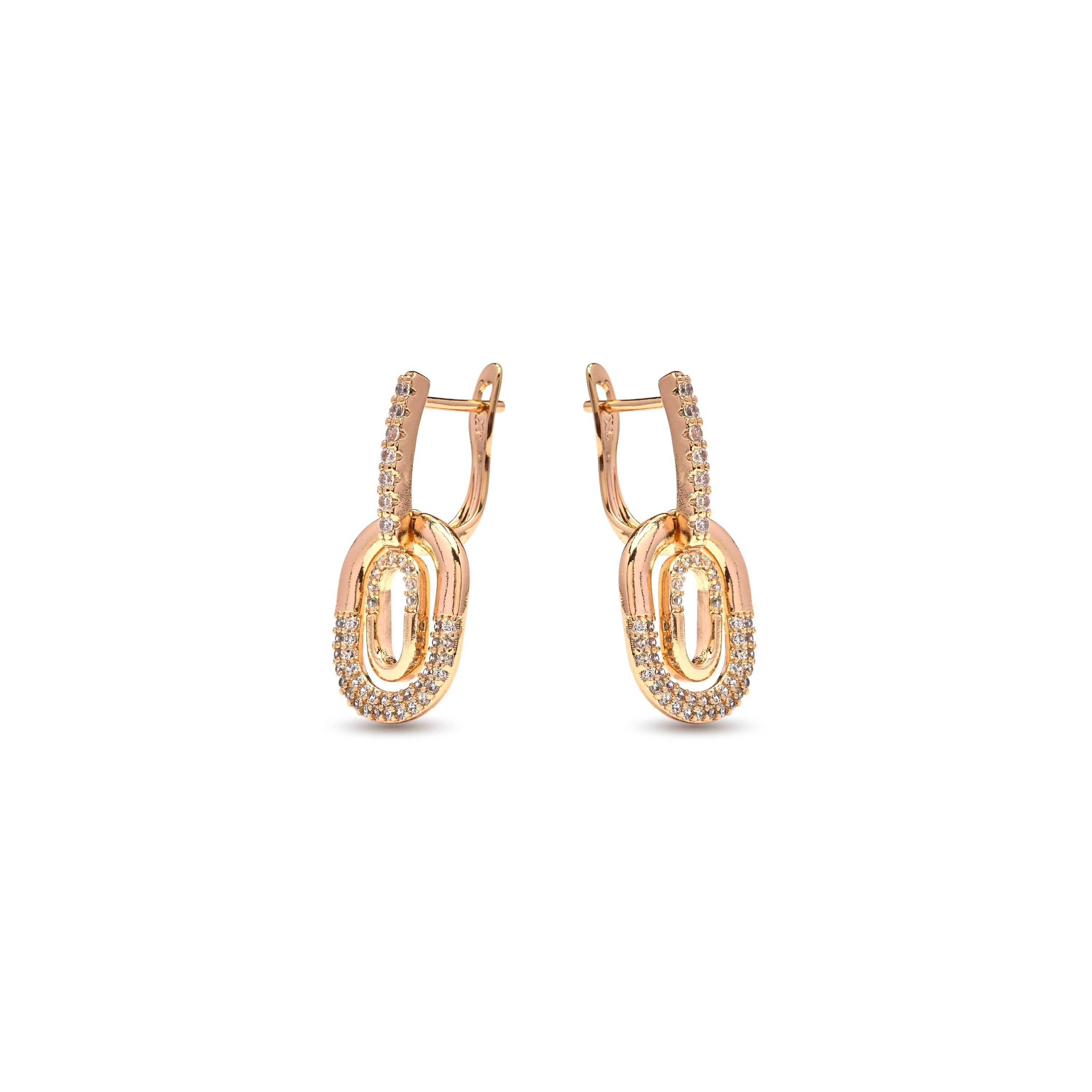 Brilliant Zirconia Earrings, 18k Yellow Gold Plated - Milock