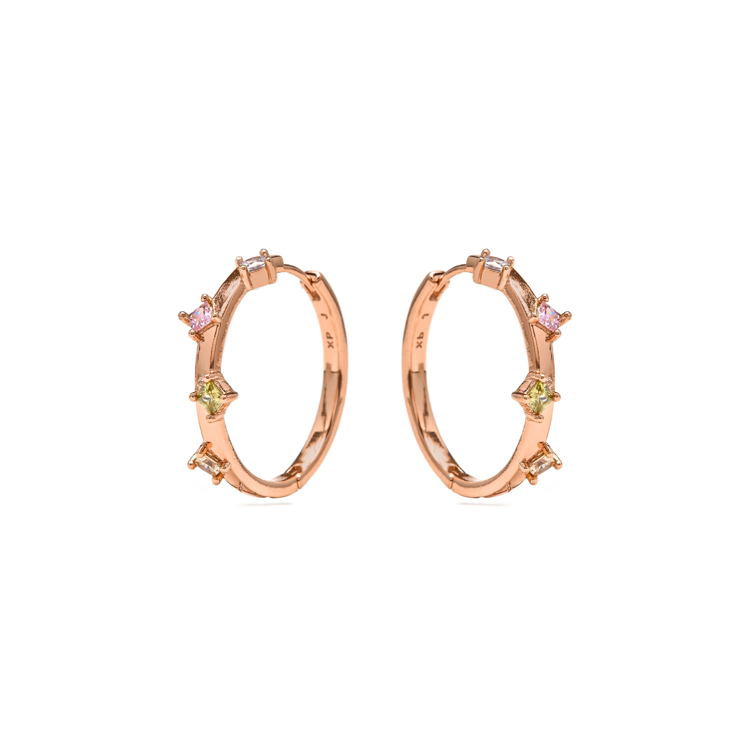 Multicolor Zirconia Stud Earrings in 18k Yellow Gold - Satore