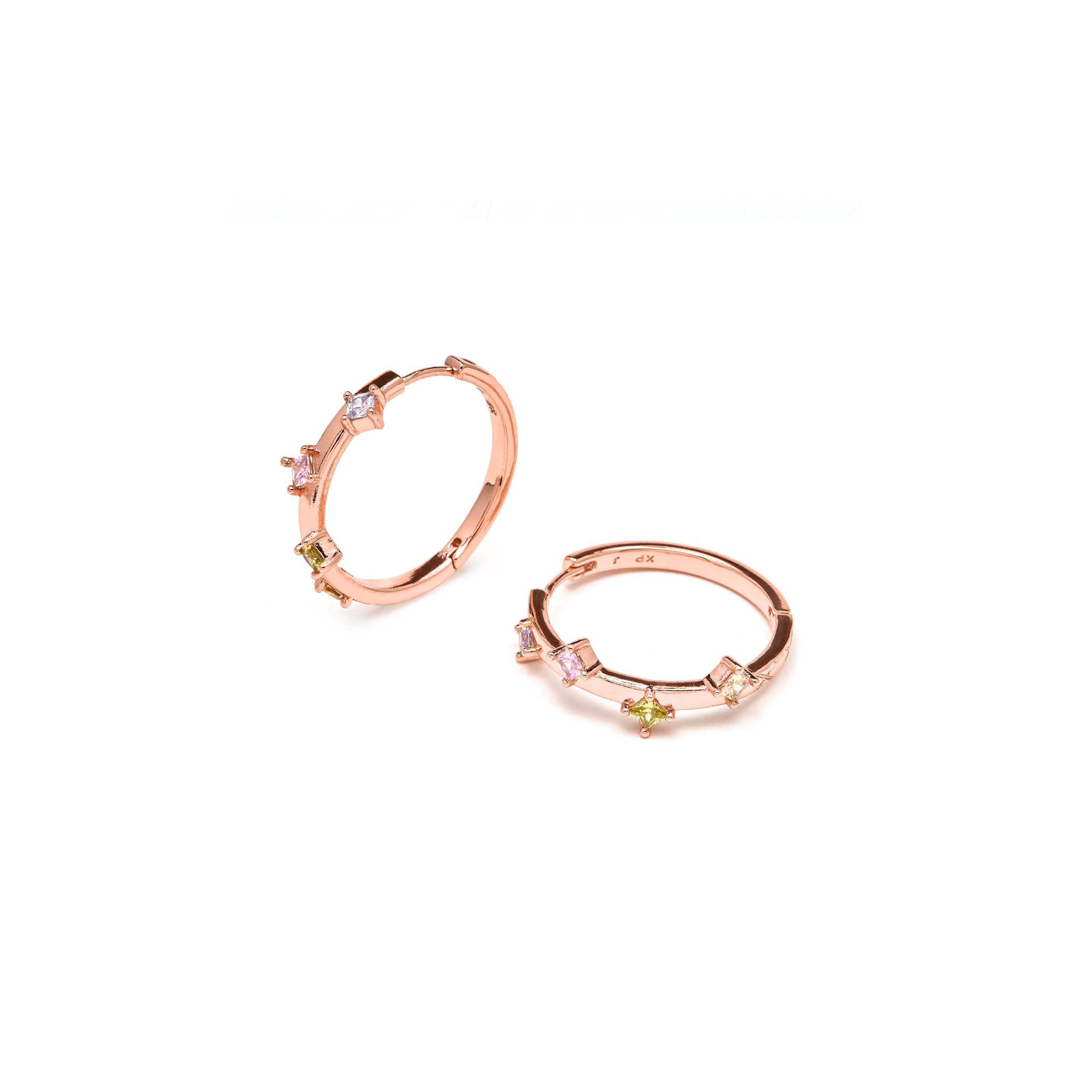 Multicolor Zirconia Stud Earrings in 18k Yellow Gold - Satore