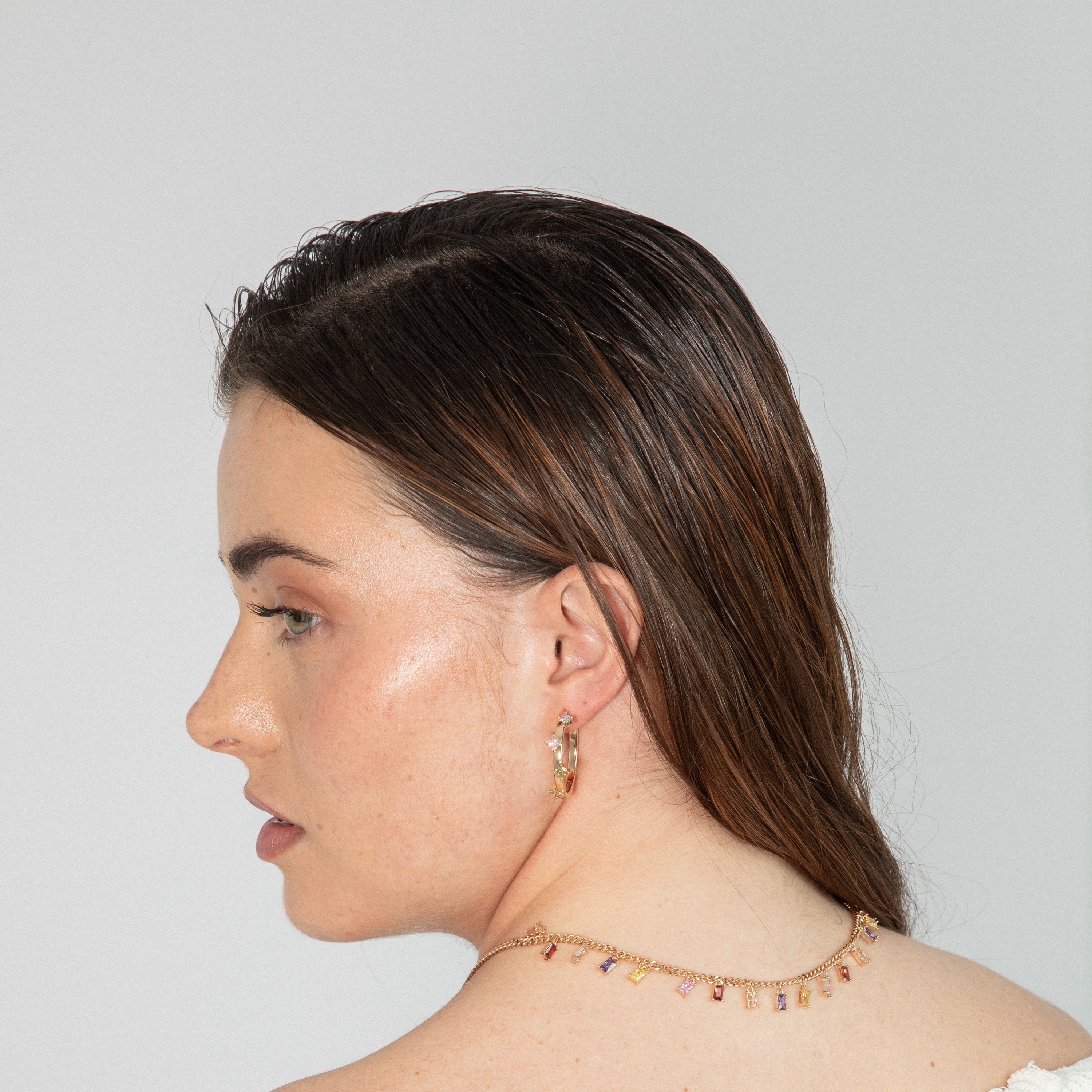 Multicolor Zirconia Stud Earrings in 18k Yellow Gold - Satore
