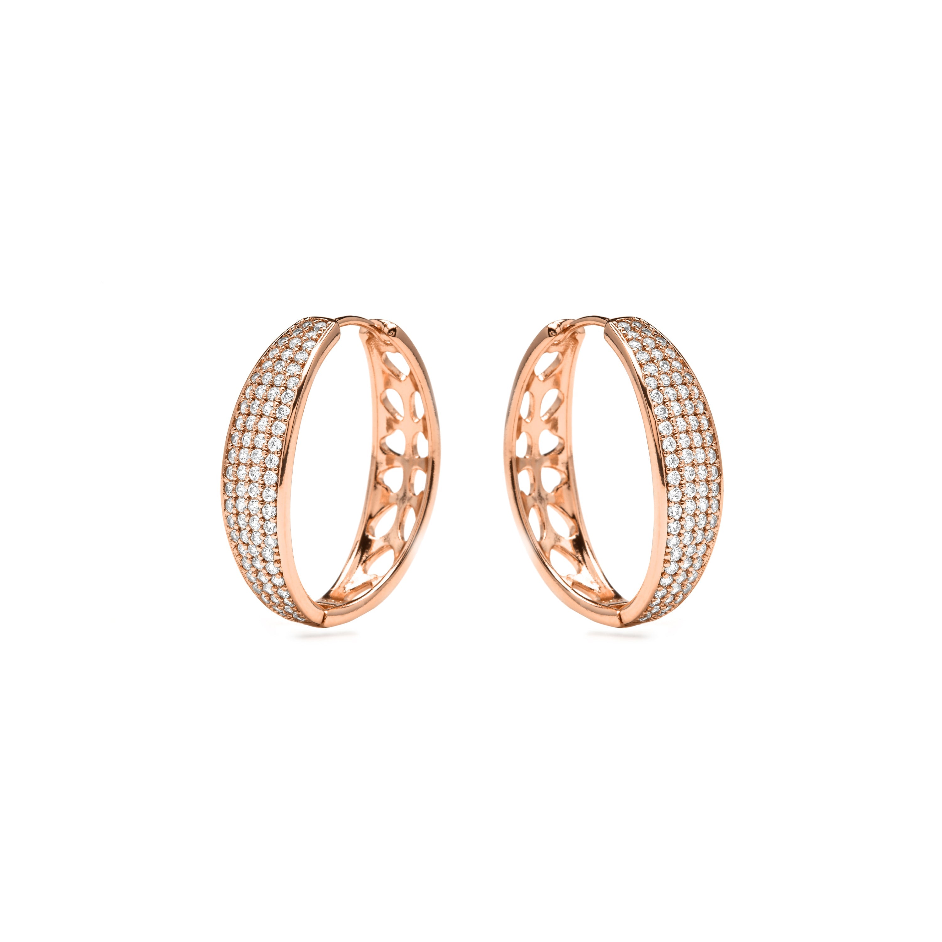 Sparkling Zirconia Earrings, 18k Yellow Gold Plated - Linarg