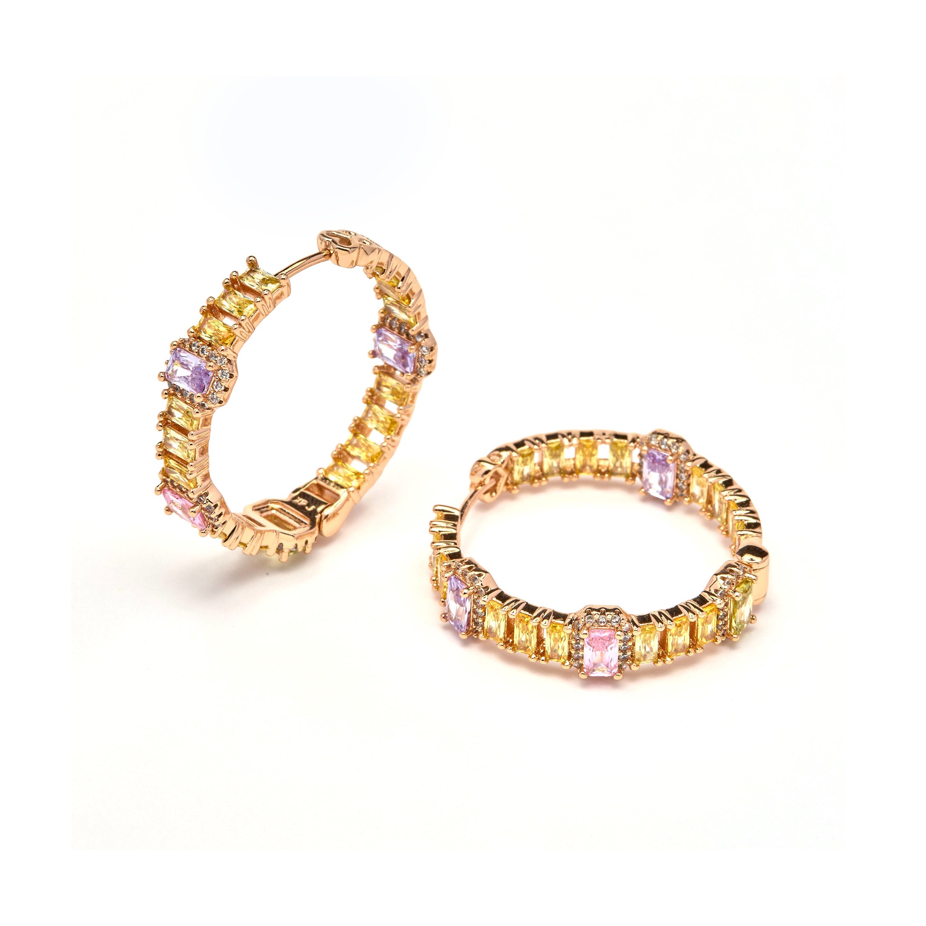 Multicolored Zirconia Earrings in 18k Yellow Gold Finish - Phisma