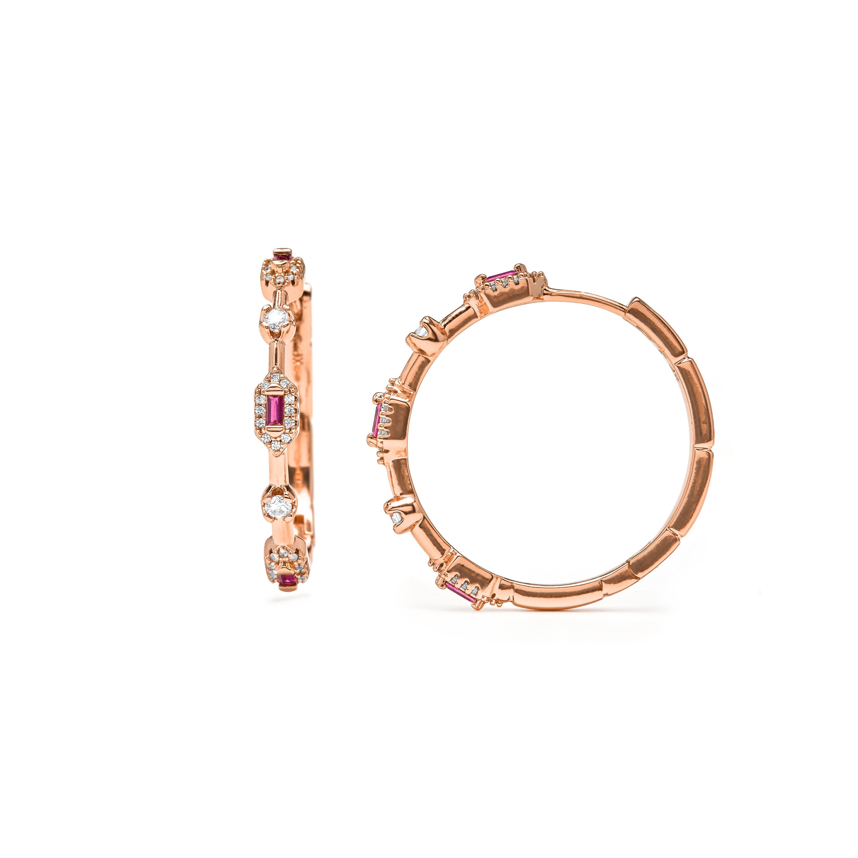 18k Yellow Gold-Plated Ruby Zirconia Earrings - Nemako