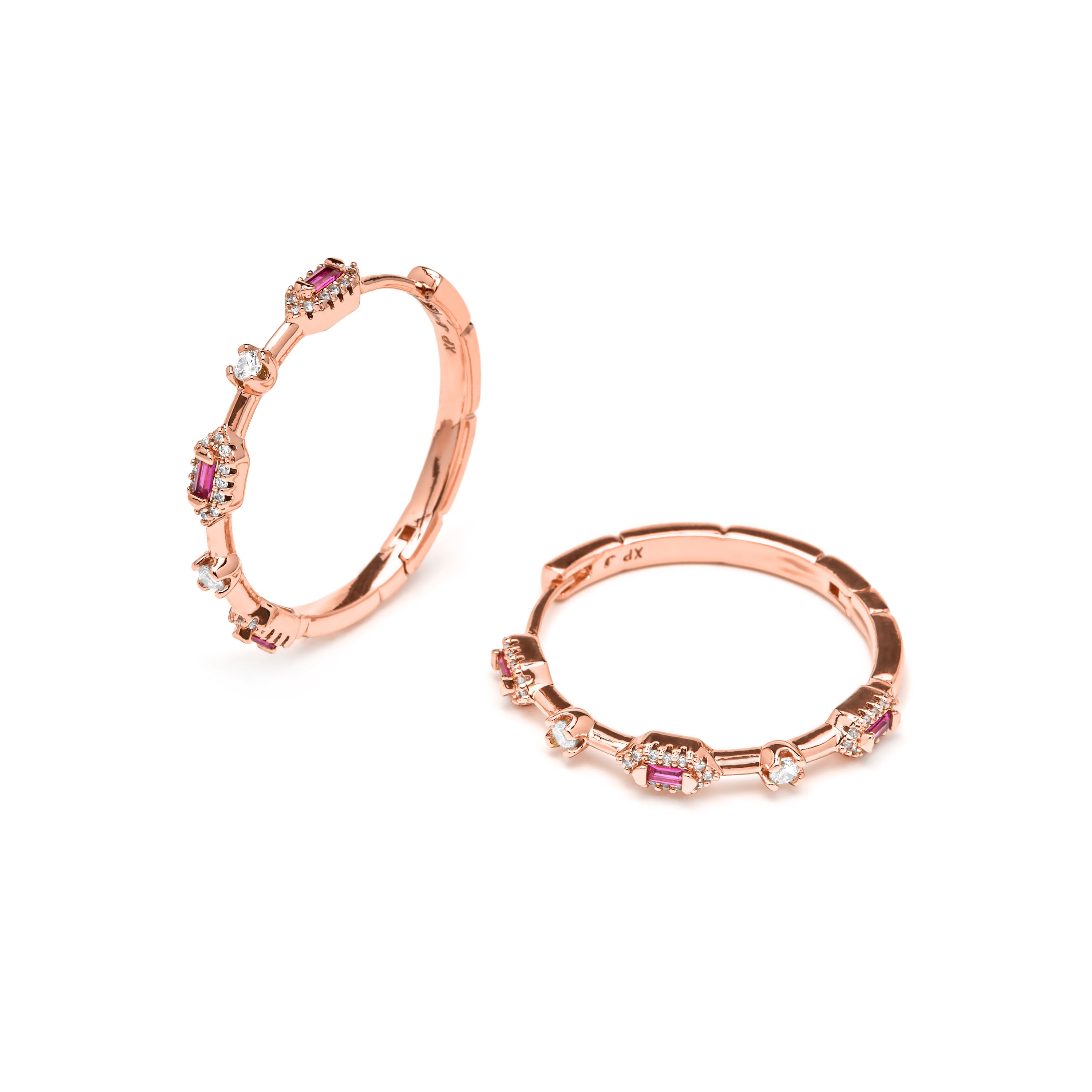 18k Yellow Gold-Plated Ruby Zirconia Earrings - Nemako