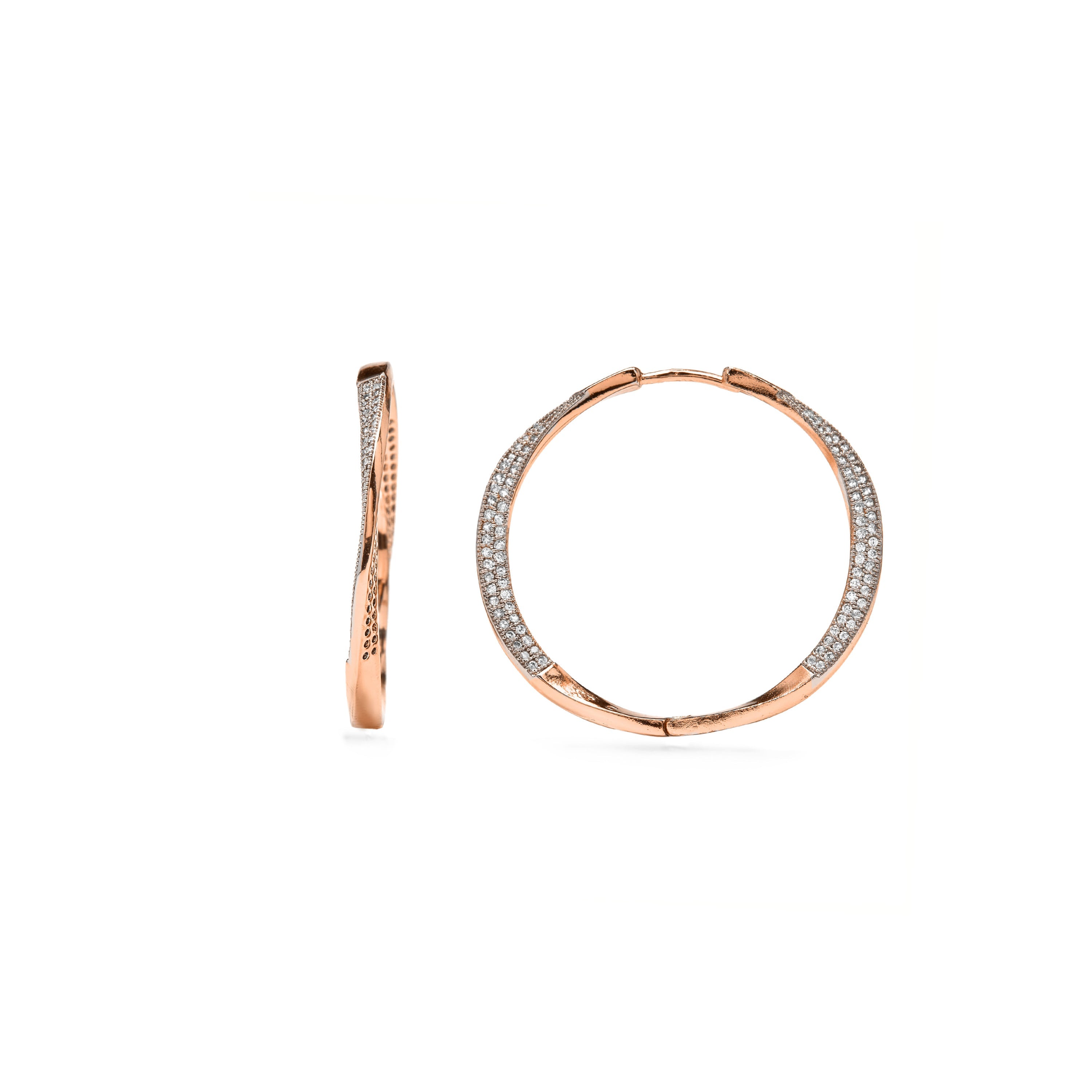 18k Yellow Gold Finish Sparkling Zirconia Stud Earrings - Dakrim