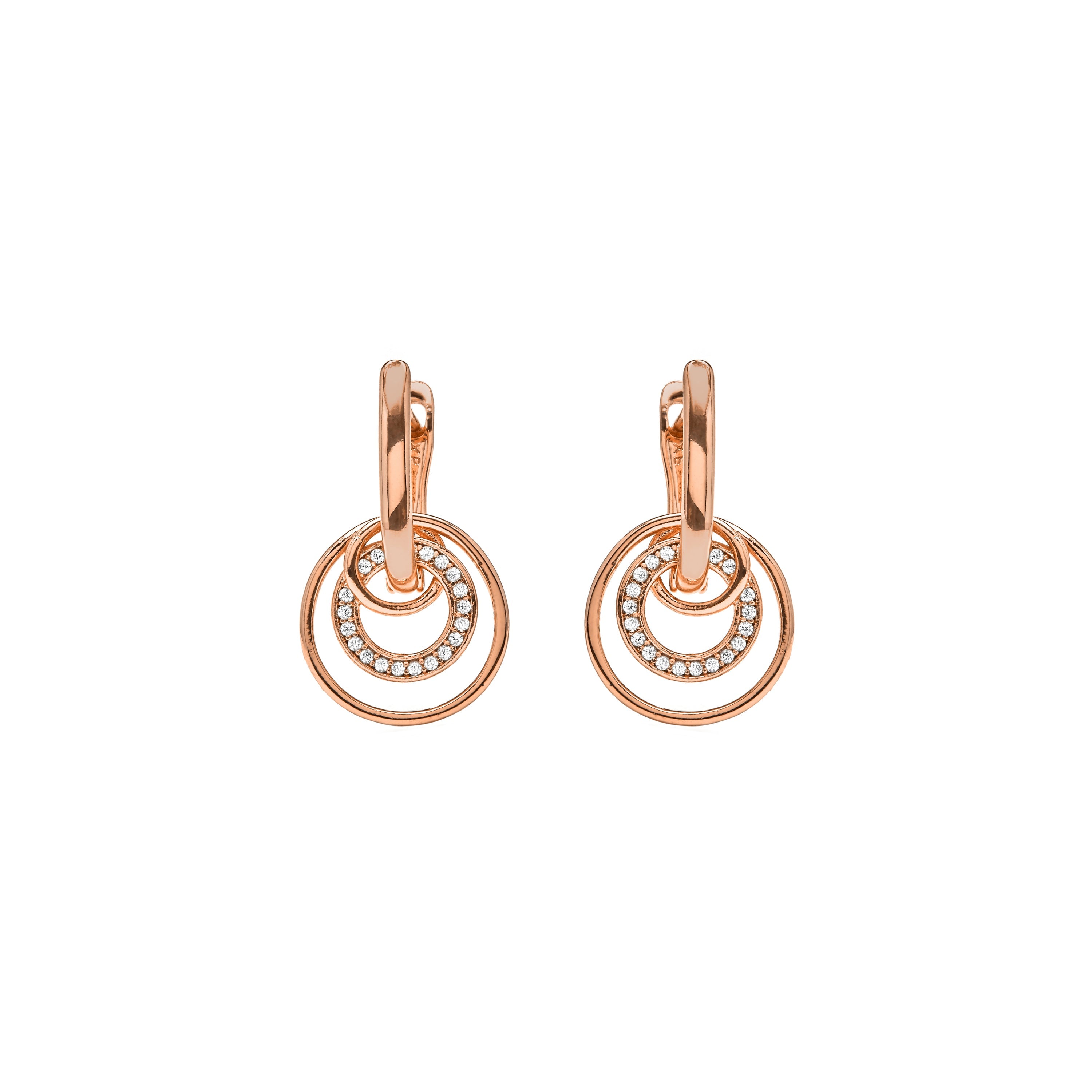 Brilliant Zircon Earrings, 18k Yellow Gold Plated - Damuh