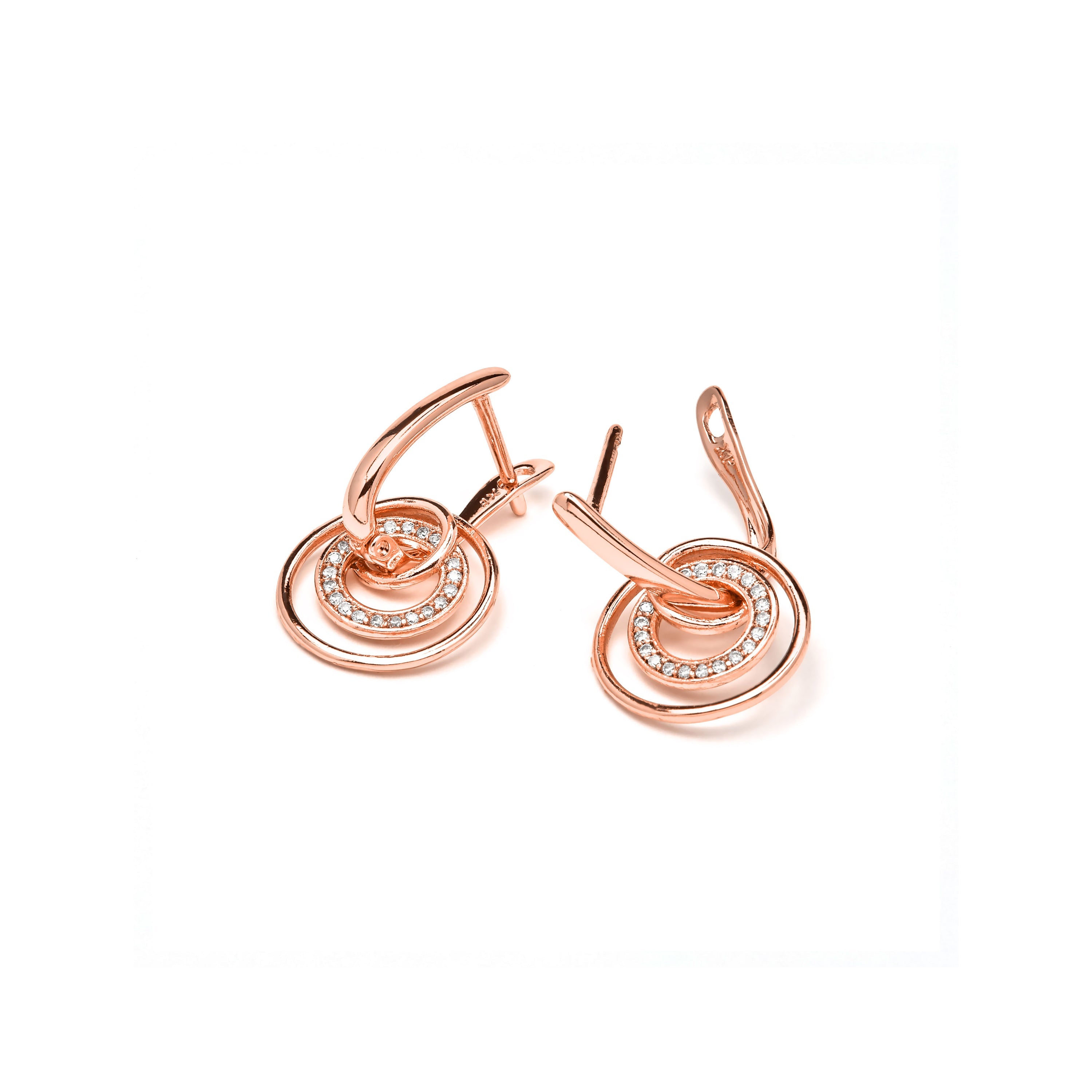 Brilliant Zircon Earrings, 18k Yellow Gold Plated - Damuh