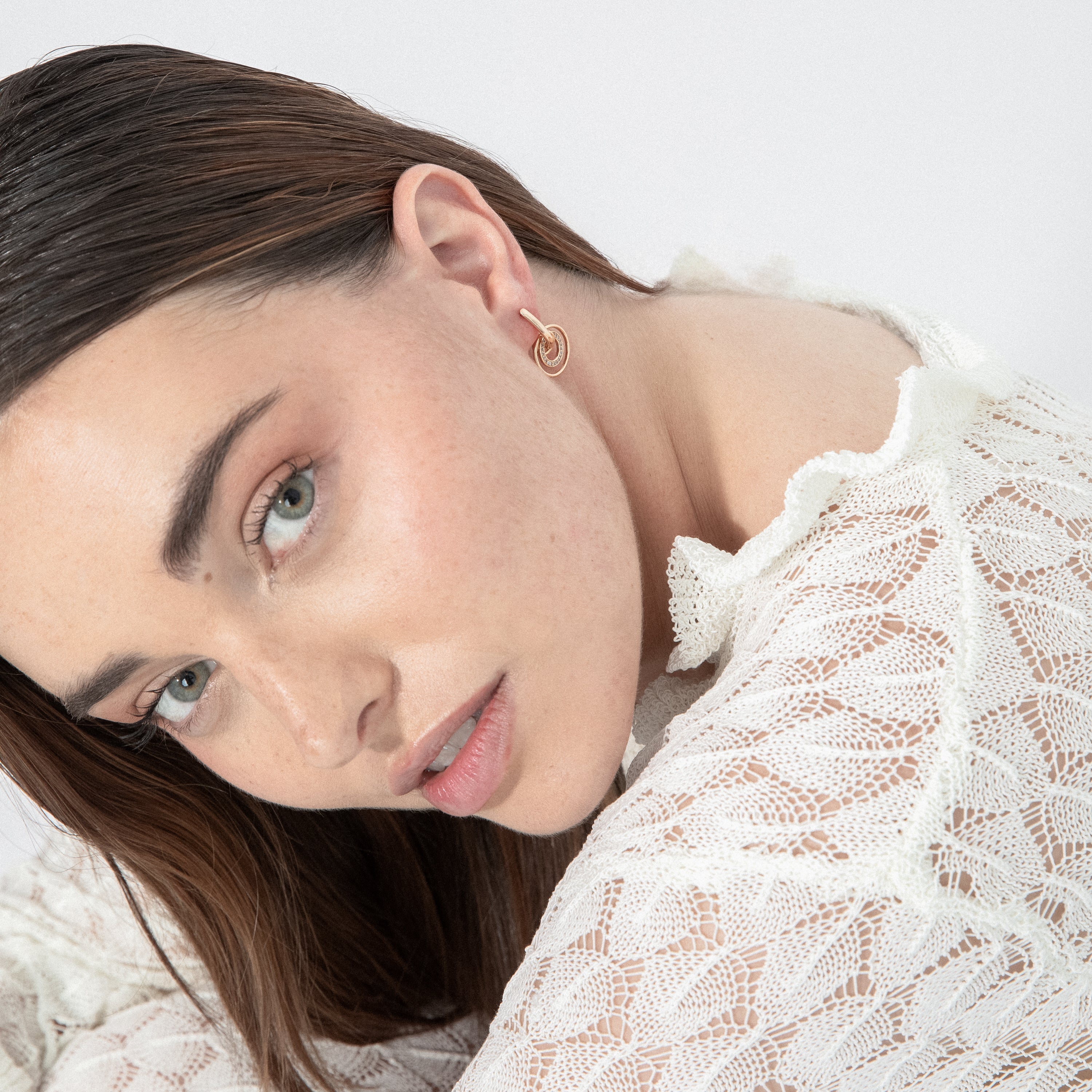 Brilliant Zircon Earrings, 18k Yellow Gold Plated - Damuh