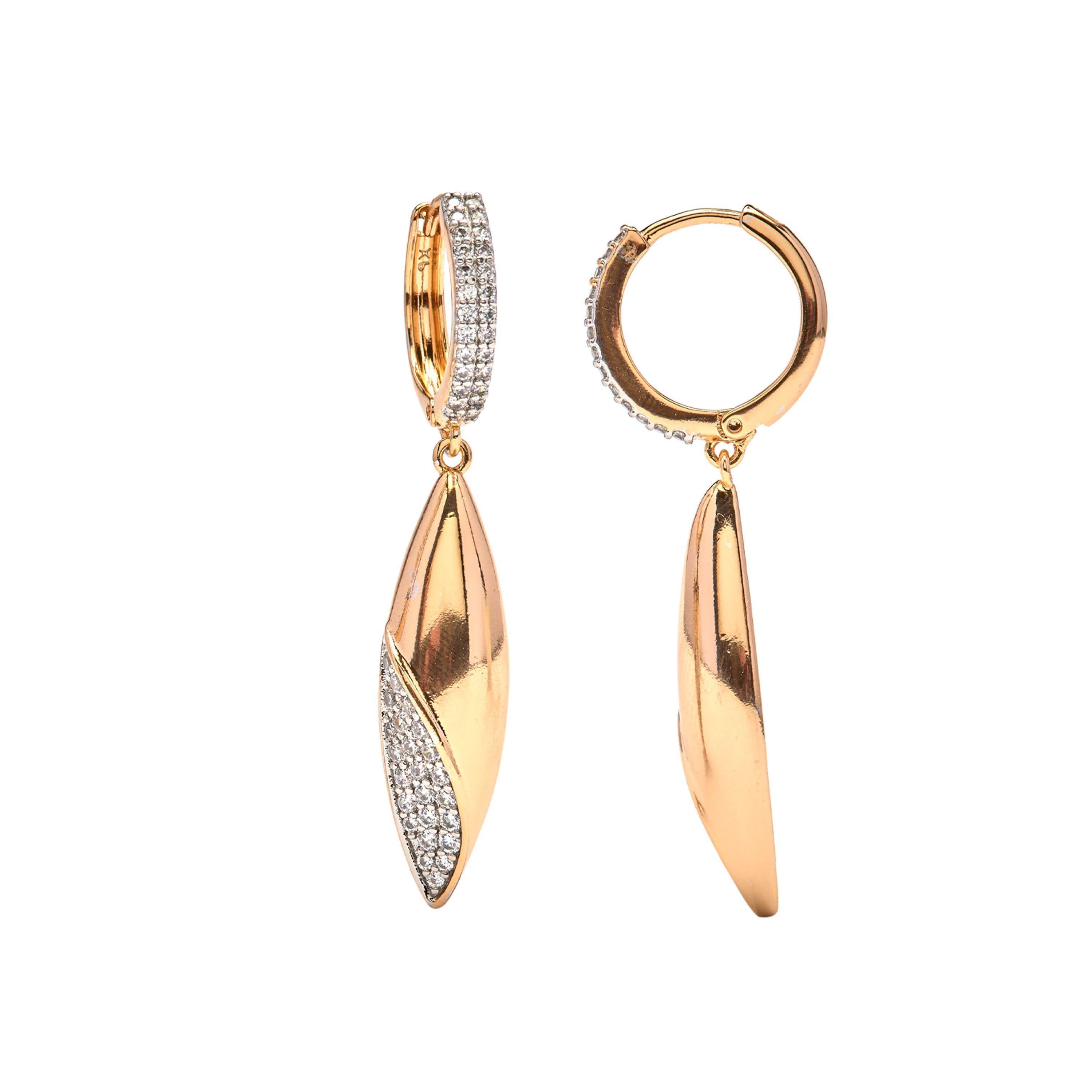 18k Yellow Gold-Plated Brilliant Zirconia Earrings - Iskio