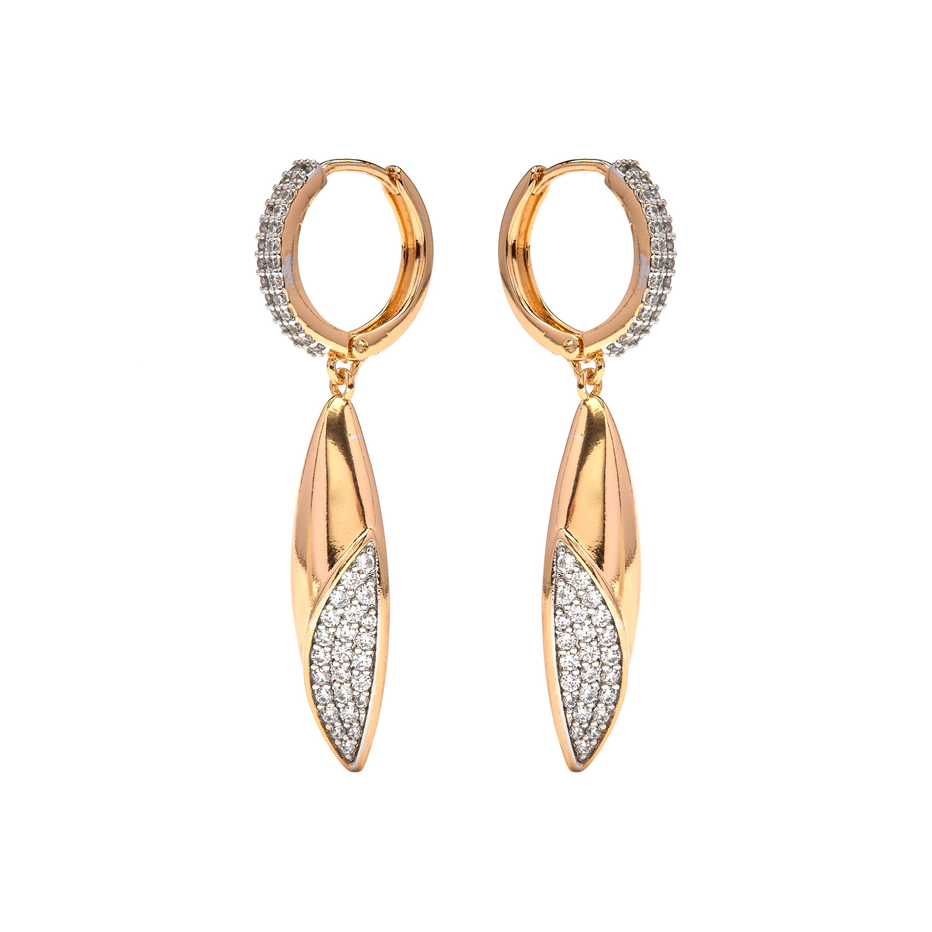 Pendientes de Circonita Brillante acabado en oro amarillo de 18k - Iskio