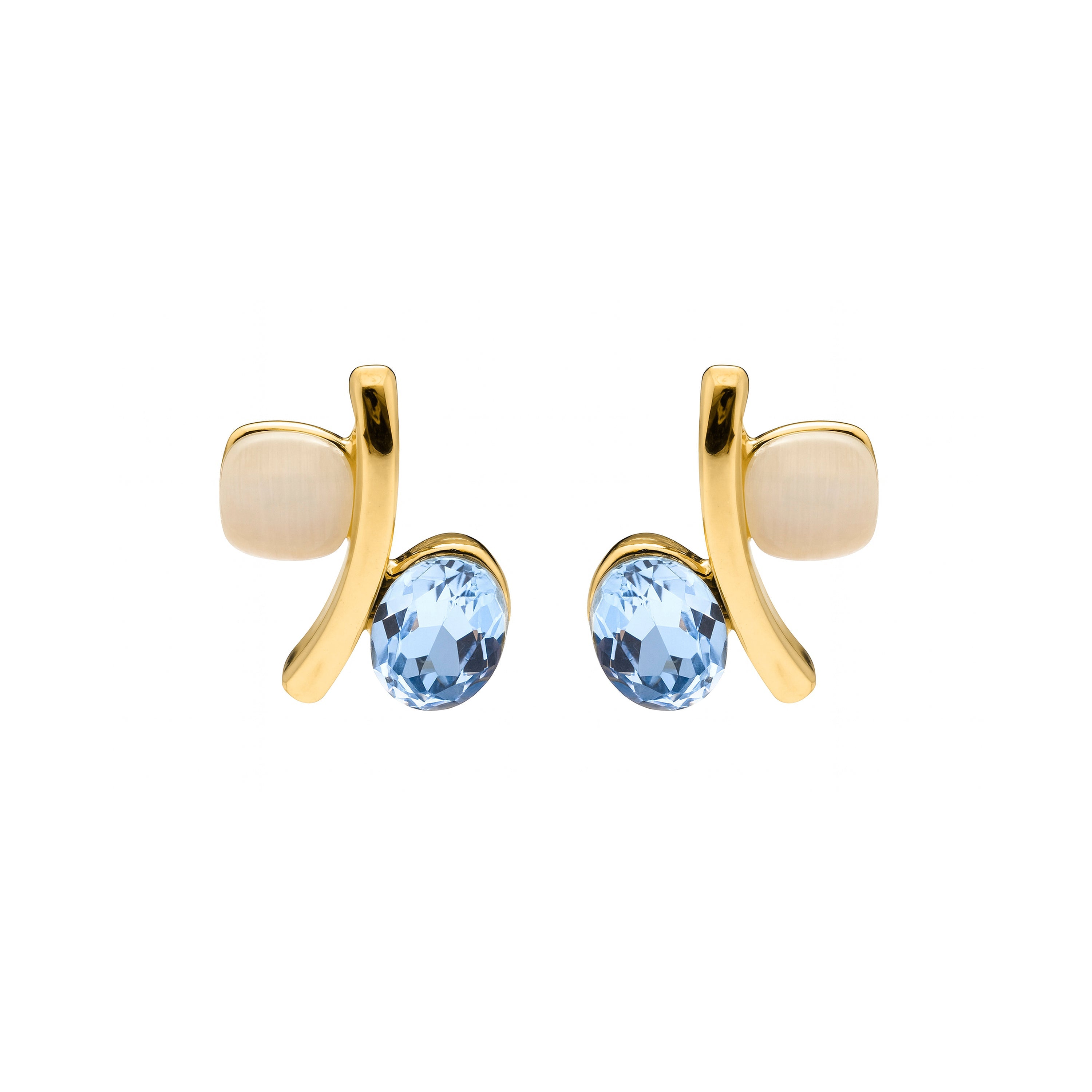 18k Yellow Gold Finish Cat's Eye Earrings - Hared