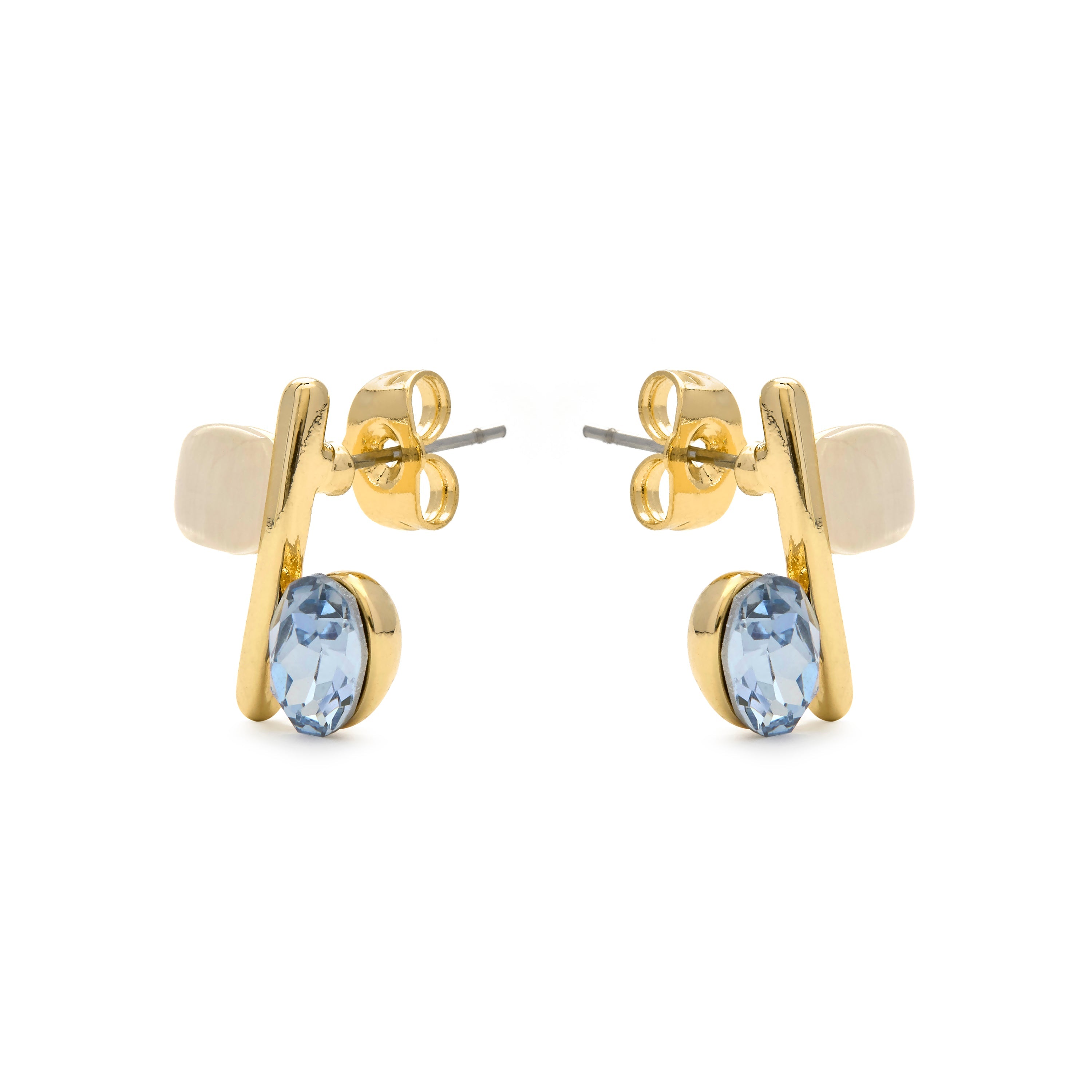 18k Yellow Gold Finish Cat's Eye Earrings - Hared