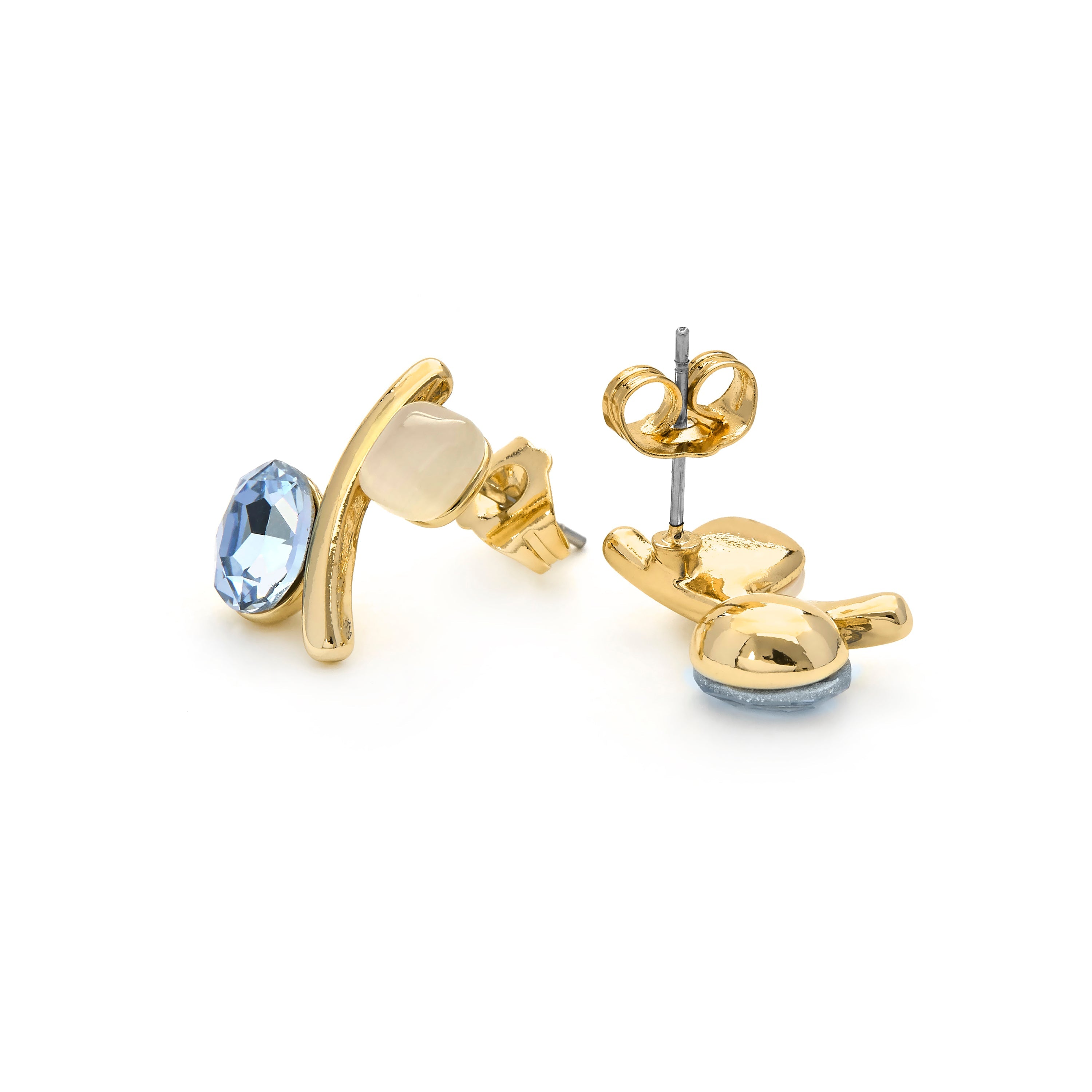 18k Yellow Gold Finish Cat's Eye Earrings - Hared