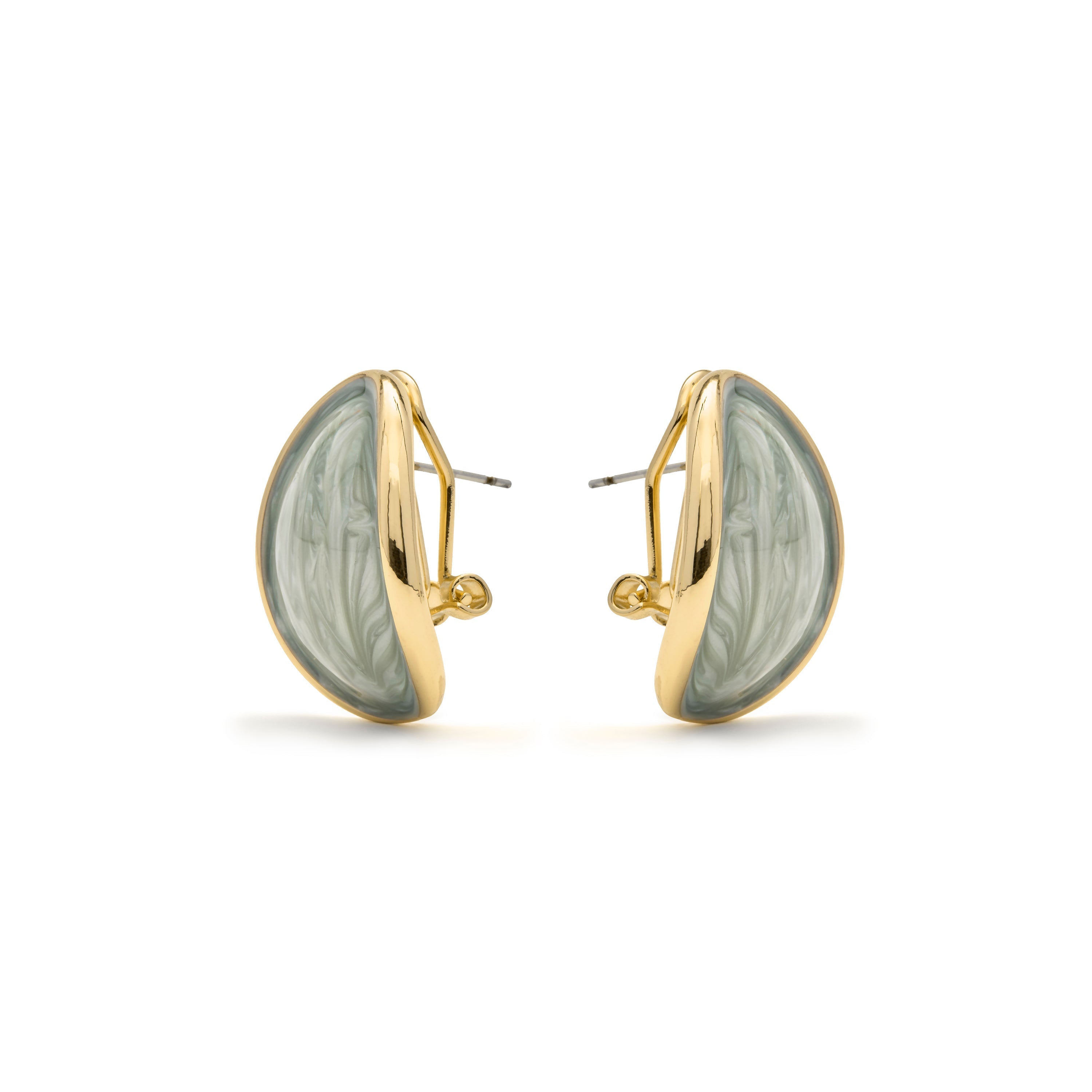 Green Lacquer Earrings with 18k Yellow Gold Finish - Sul