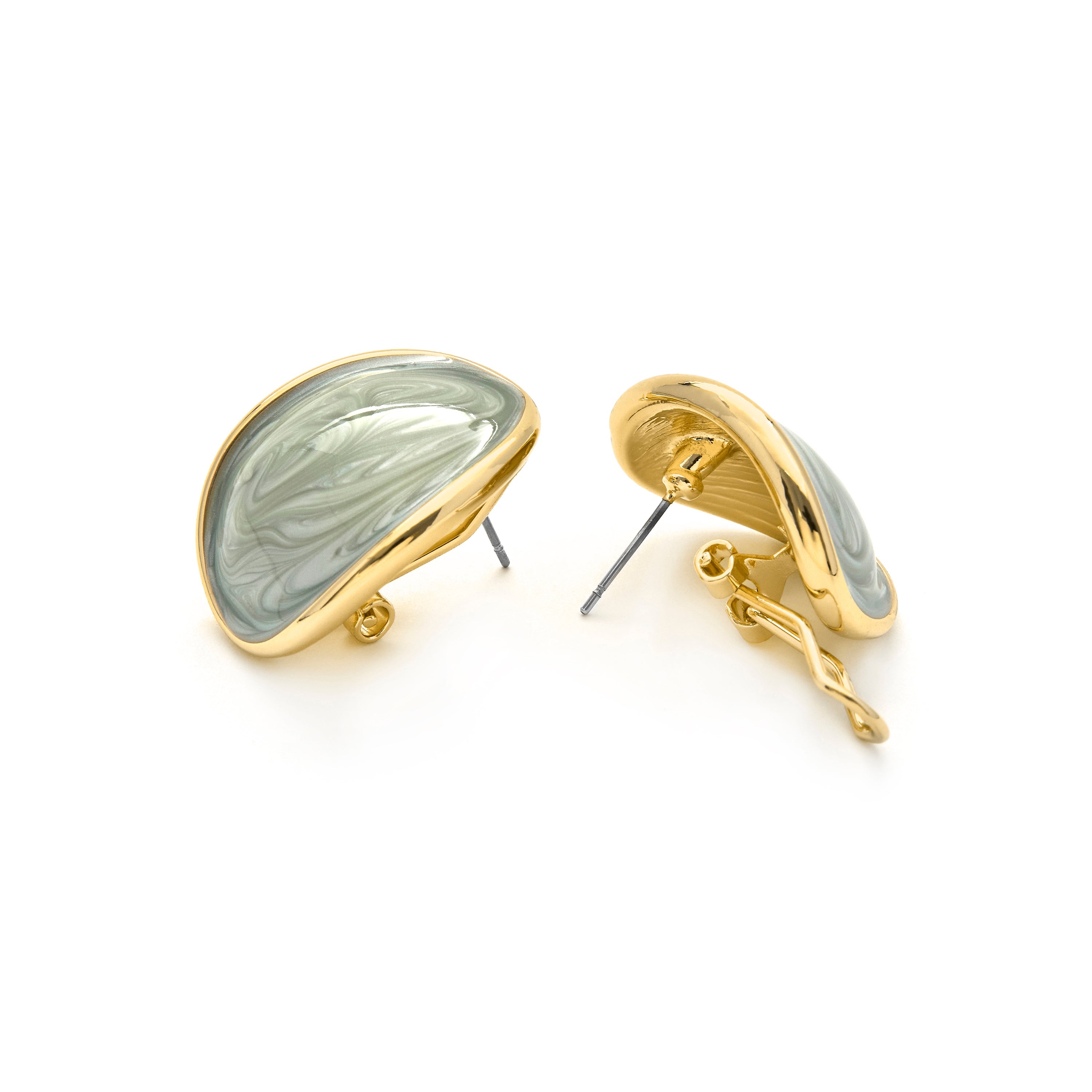 Green Lacquer Earrings with 18k Yellow Gold Finish - Sul