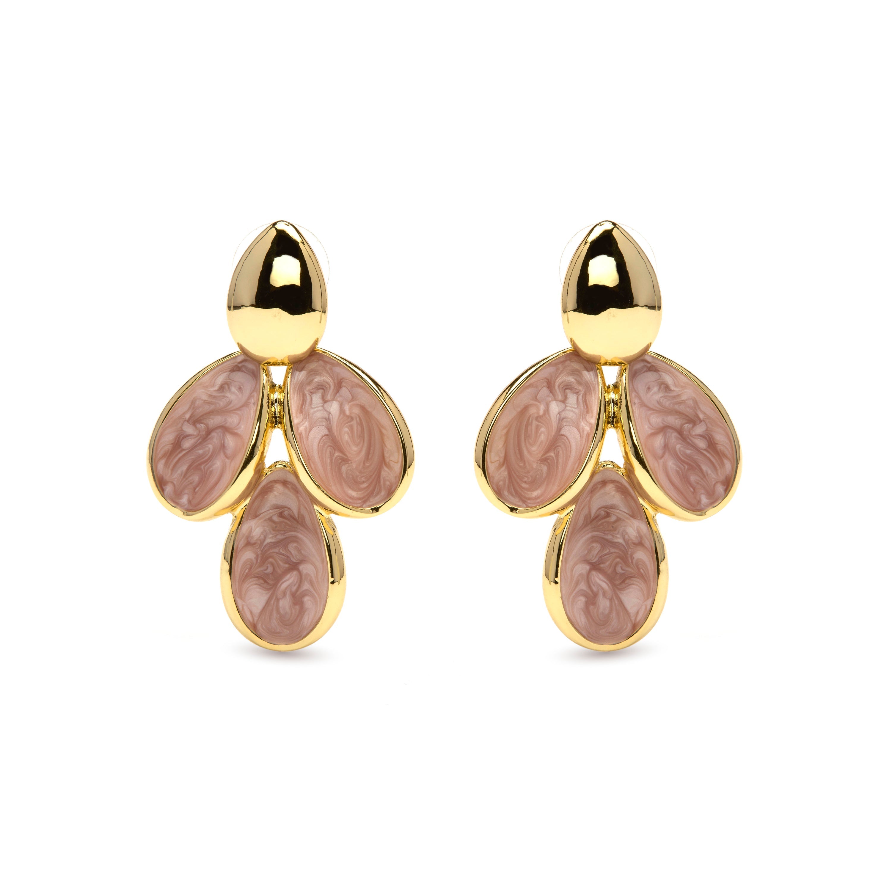 Pink Lacquer Earrings with an 18k yellow gold finish - Pasba