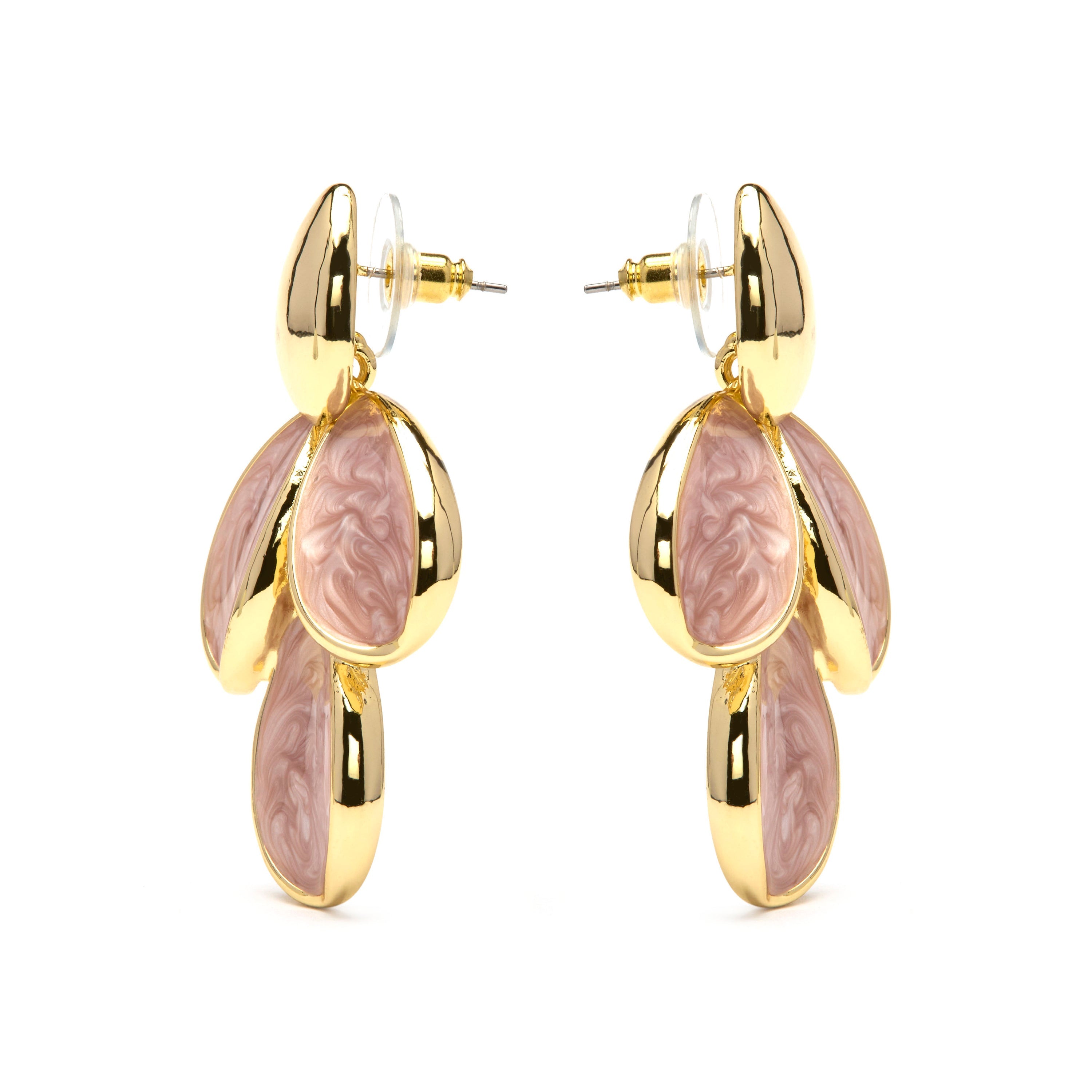 Pink Lacquer Earrings with an 18k yellow gold finish - Pasba