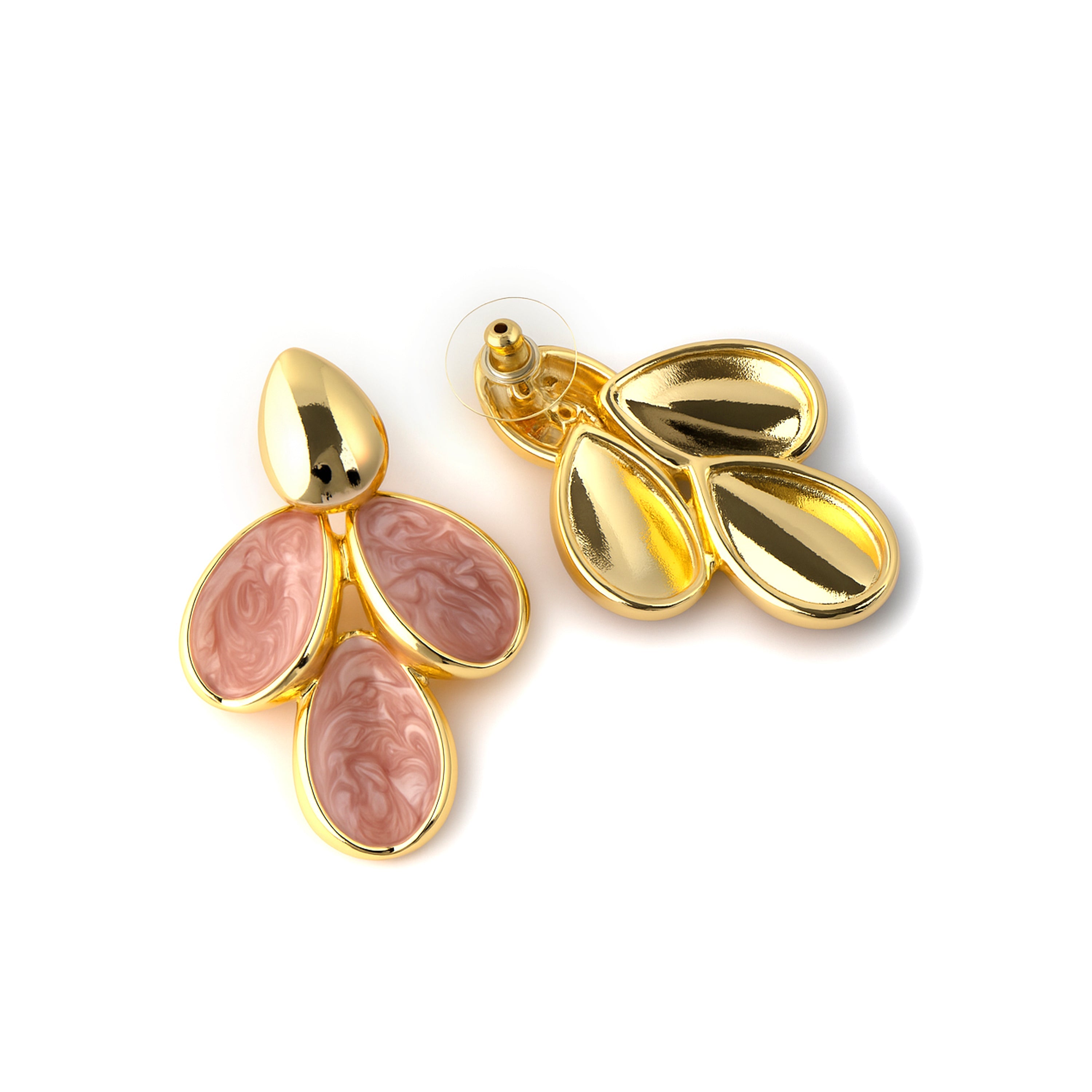Pink Lacquer Earrings with an 18k yellow gold finish - Pasba