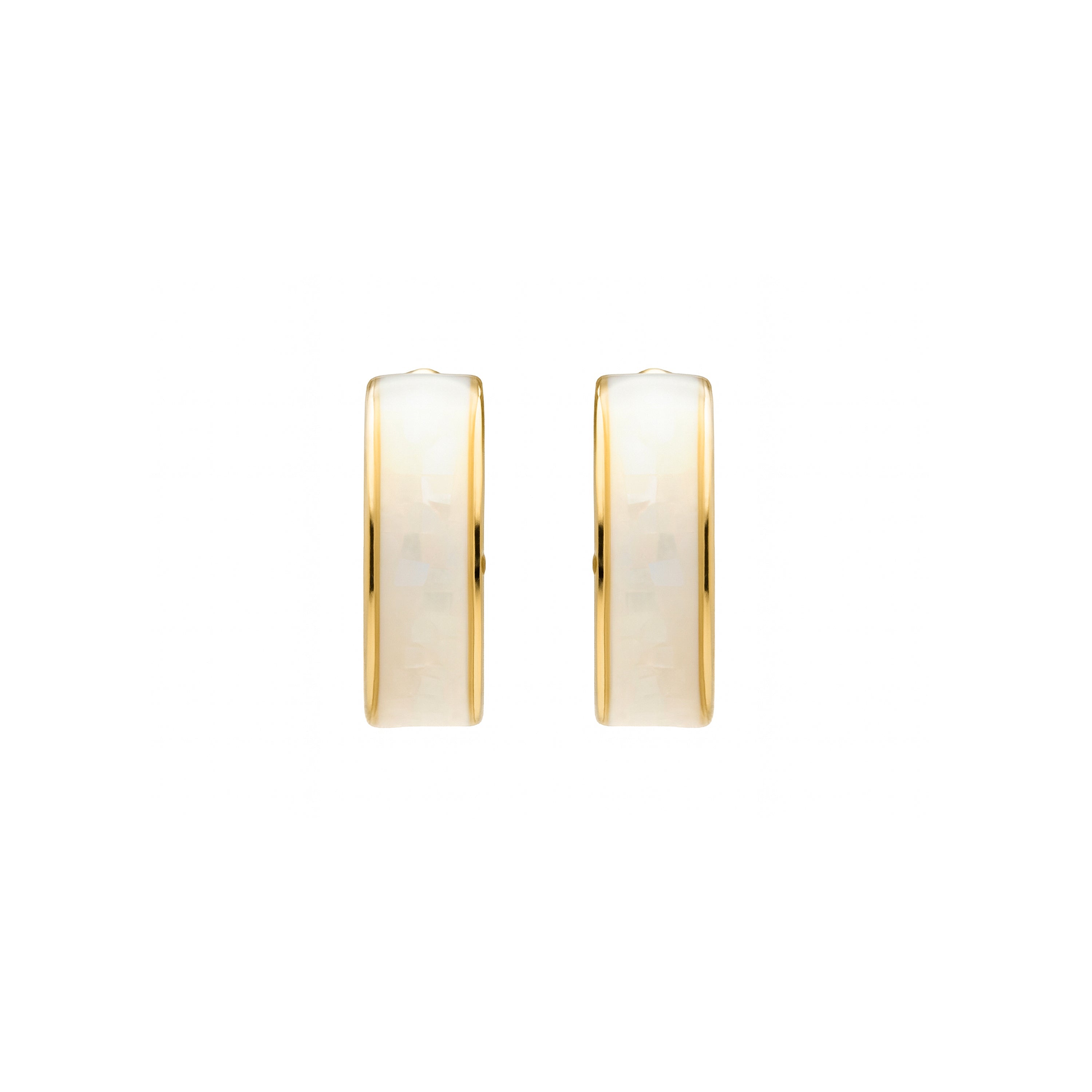 White Mother of Pearl Earrings with 18k Yellow Gold Finish - Simo