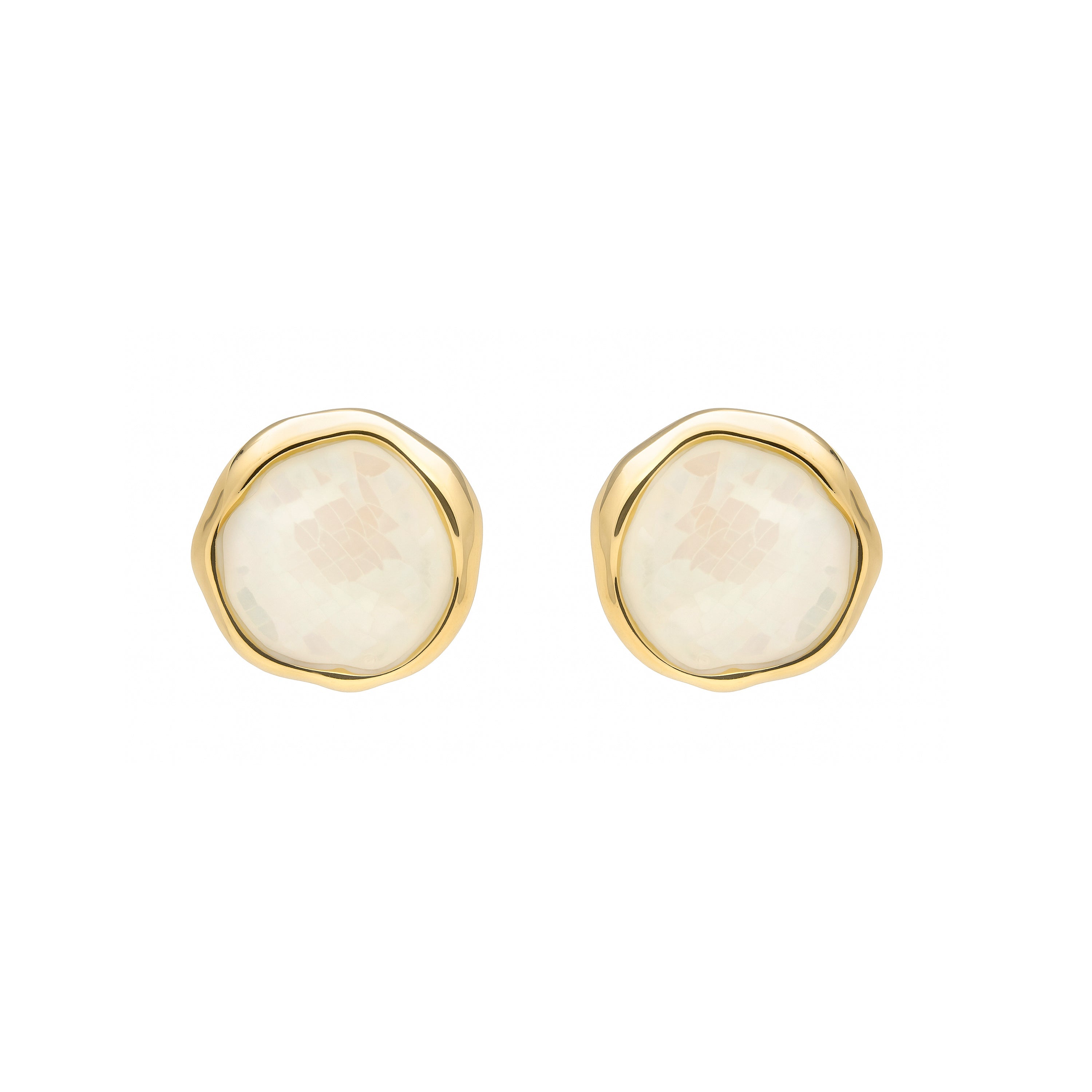 18k Yellow Gold Plated White Mother of Pearl Drop Earrings - Angas