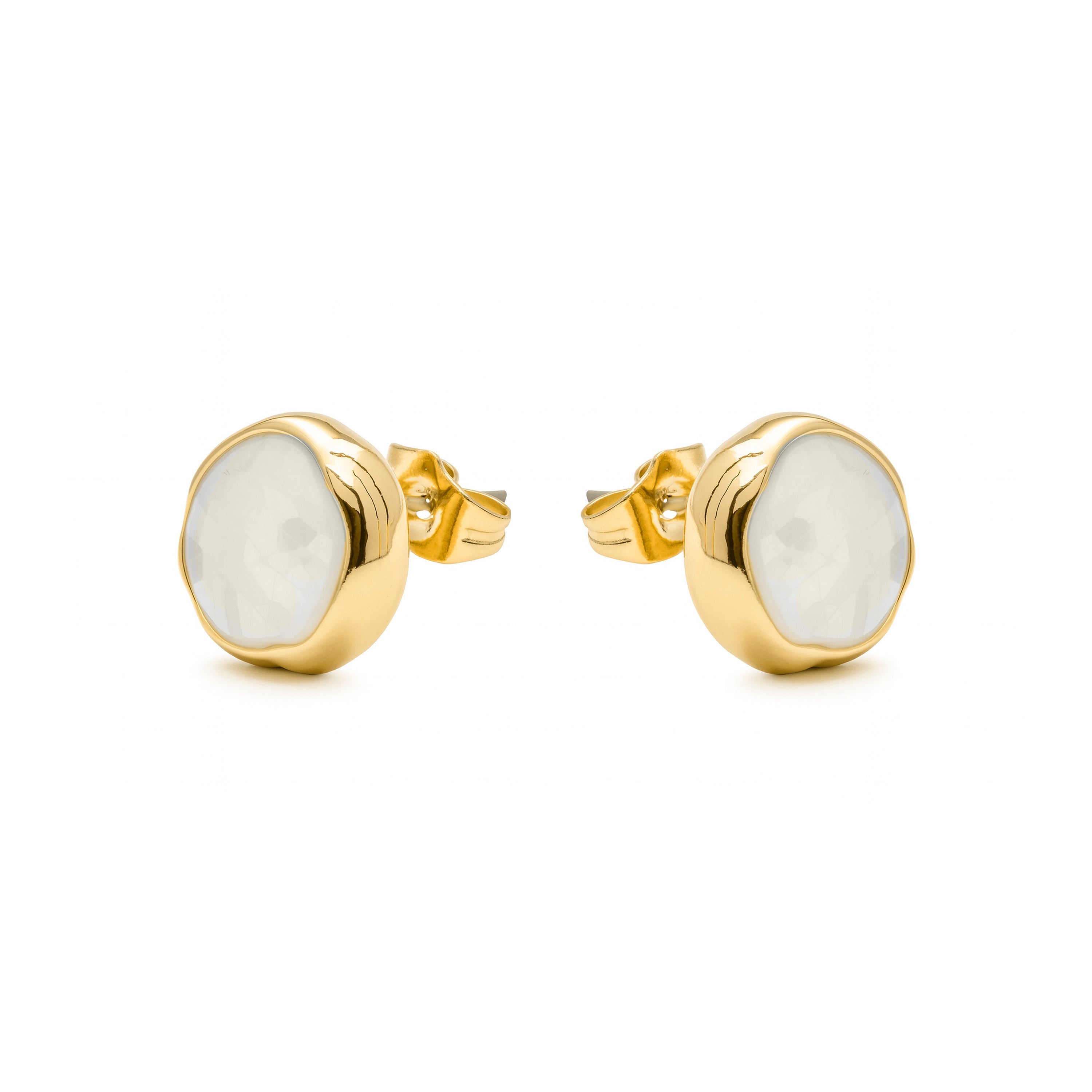 18k Yellow Gold Plated White Mother of Pearl Drop Earrings - Angas