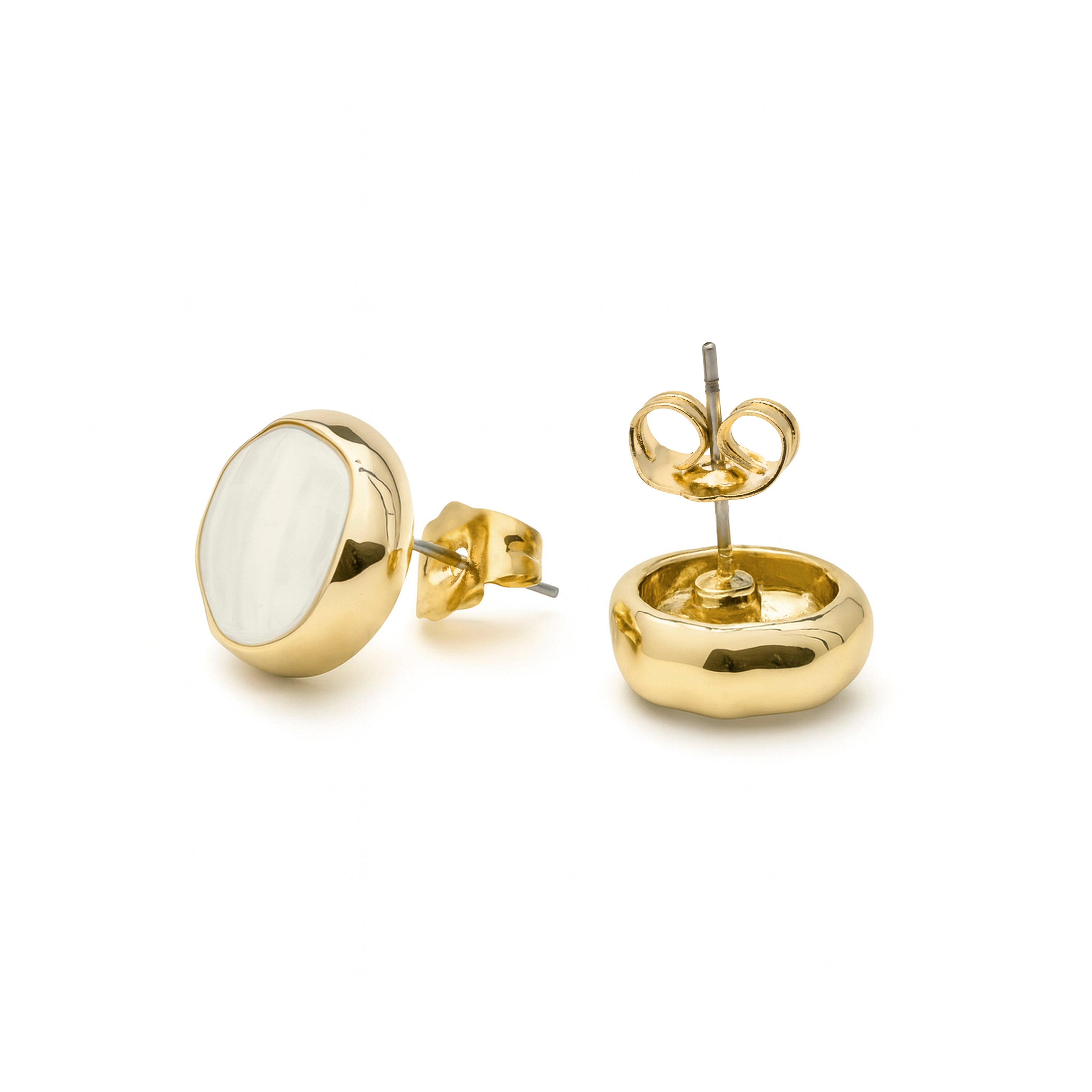 18k Yellow Gold Plated White Mother of Pearl Drop Earrings - Angas
