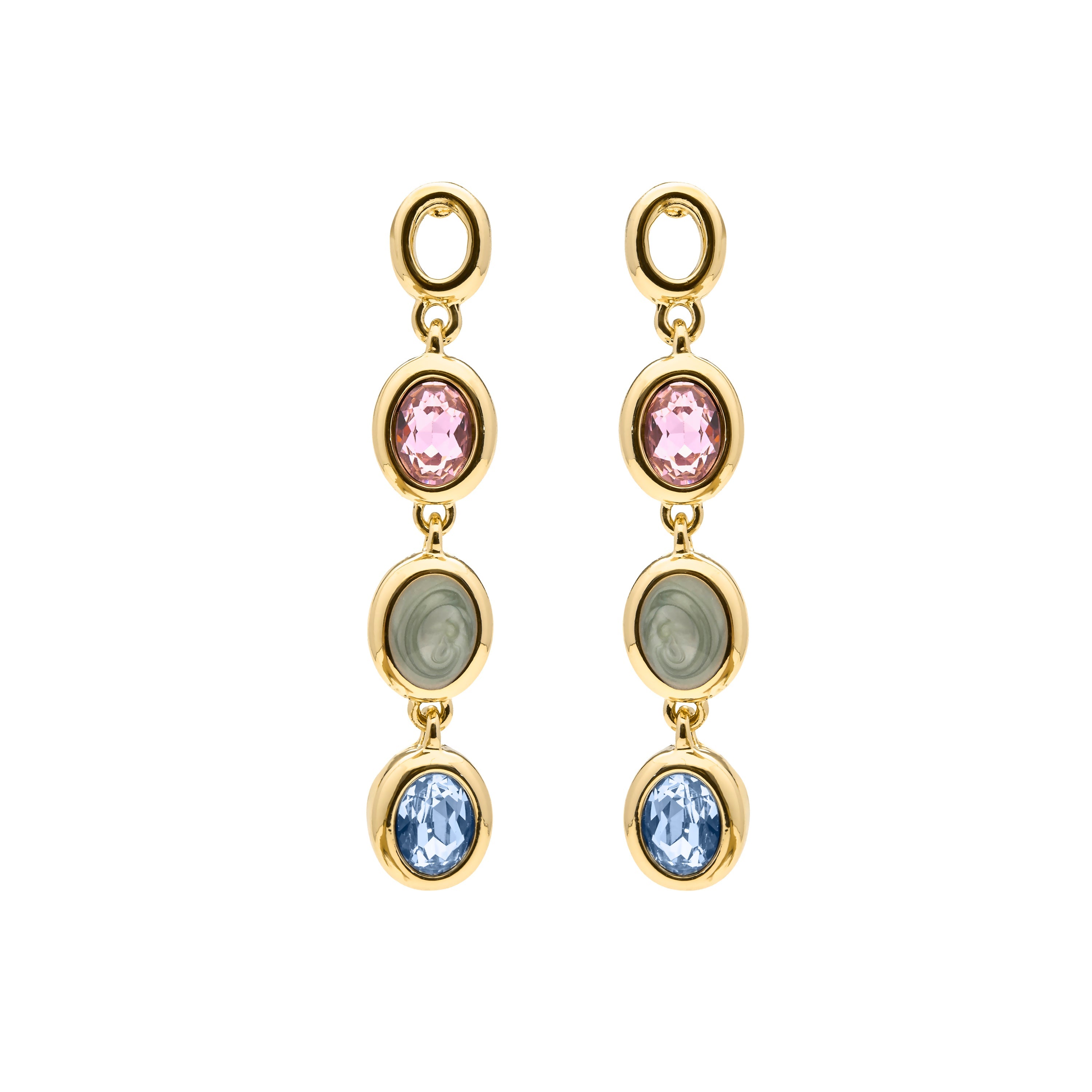 Multi-color Hydrothermal Quartz Earrings in 18k Yellow Gold Finish - Asbi